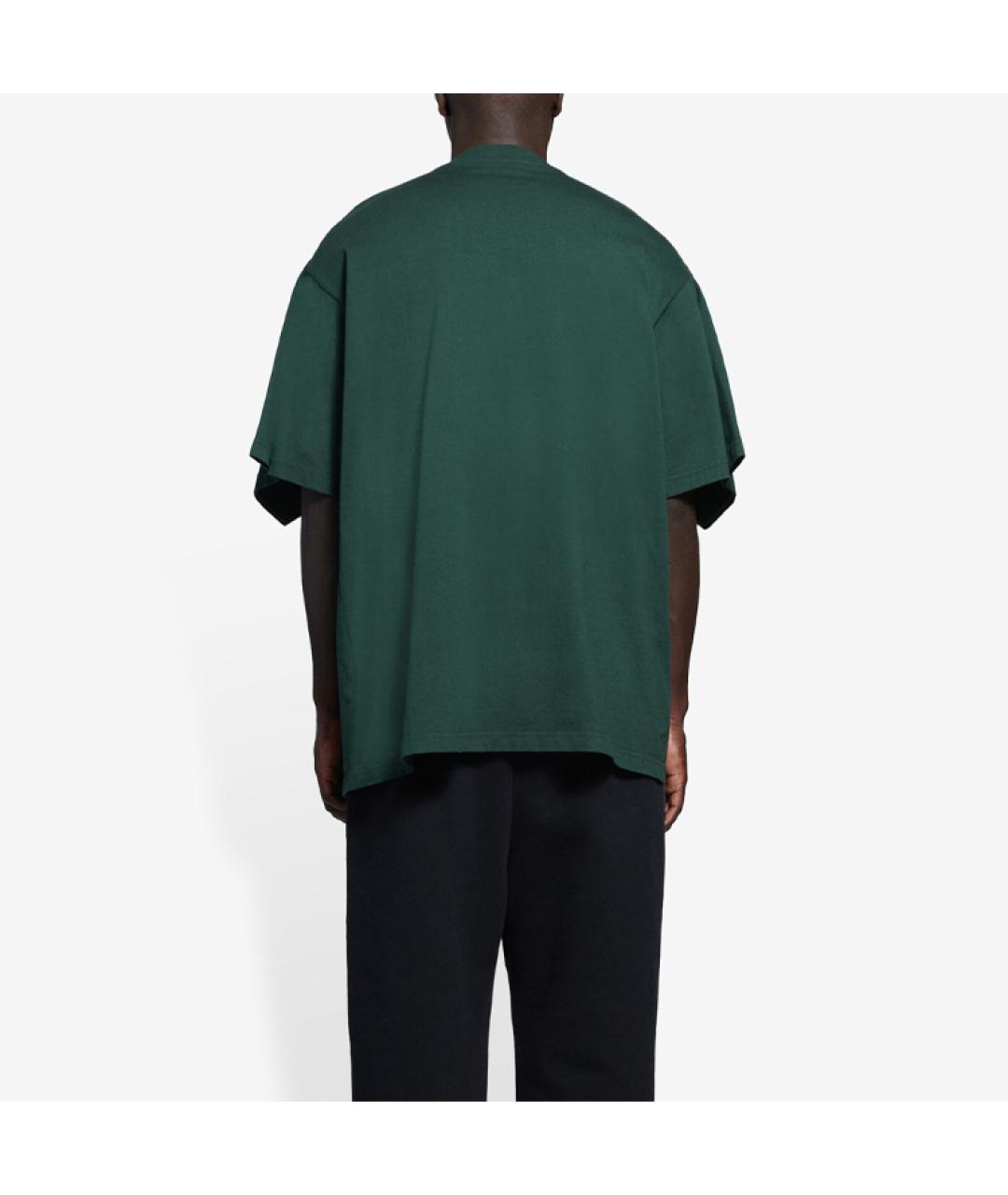 BALENCIAGA Зеленая хлопковая футболка, фото 7