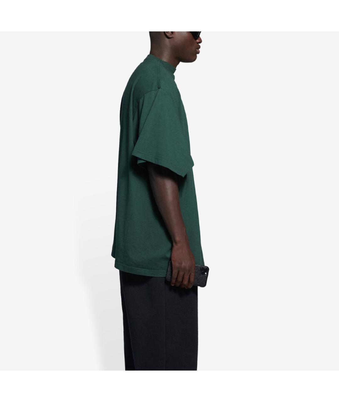 BALENCIAGA Зеленая хлопковая футболка, фото 3