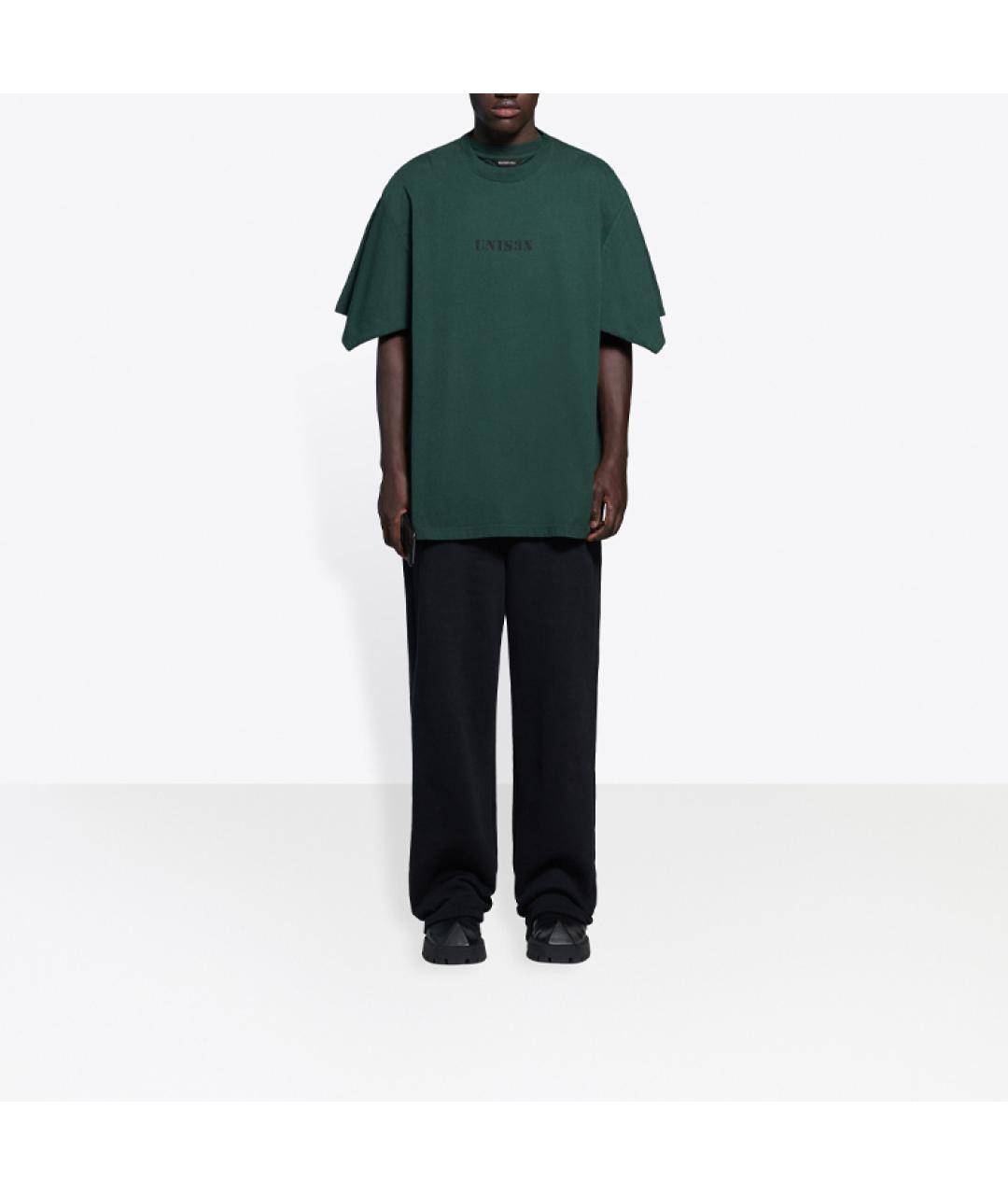 BALENCIAGA Зеленая хлопковая футболка, фото 5