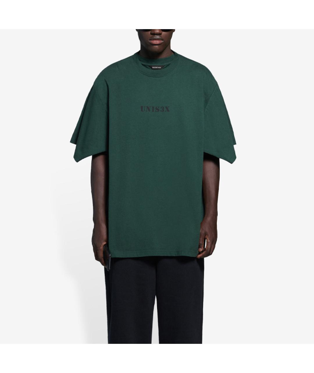 BALENCIAGA Зеленая хлопковая футболка, фото 4