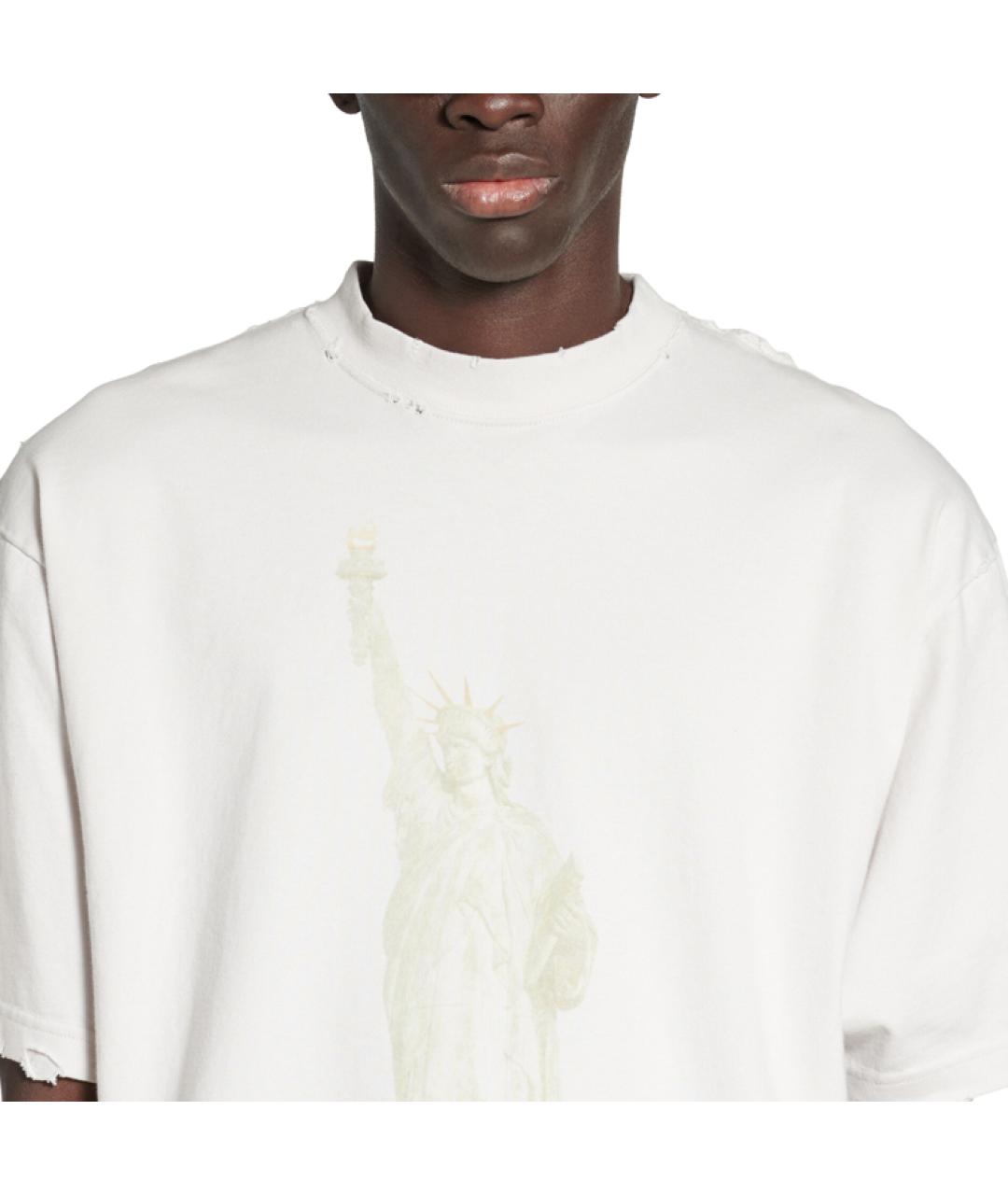 BALENCIAGA Белая хлопковая футболка, фото 6