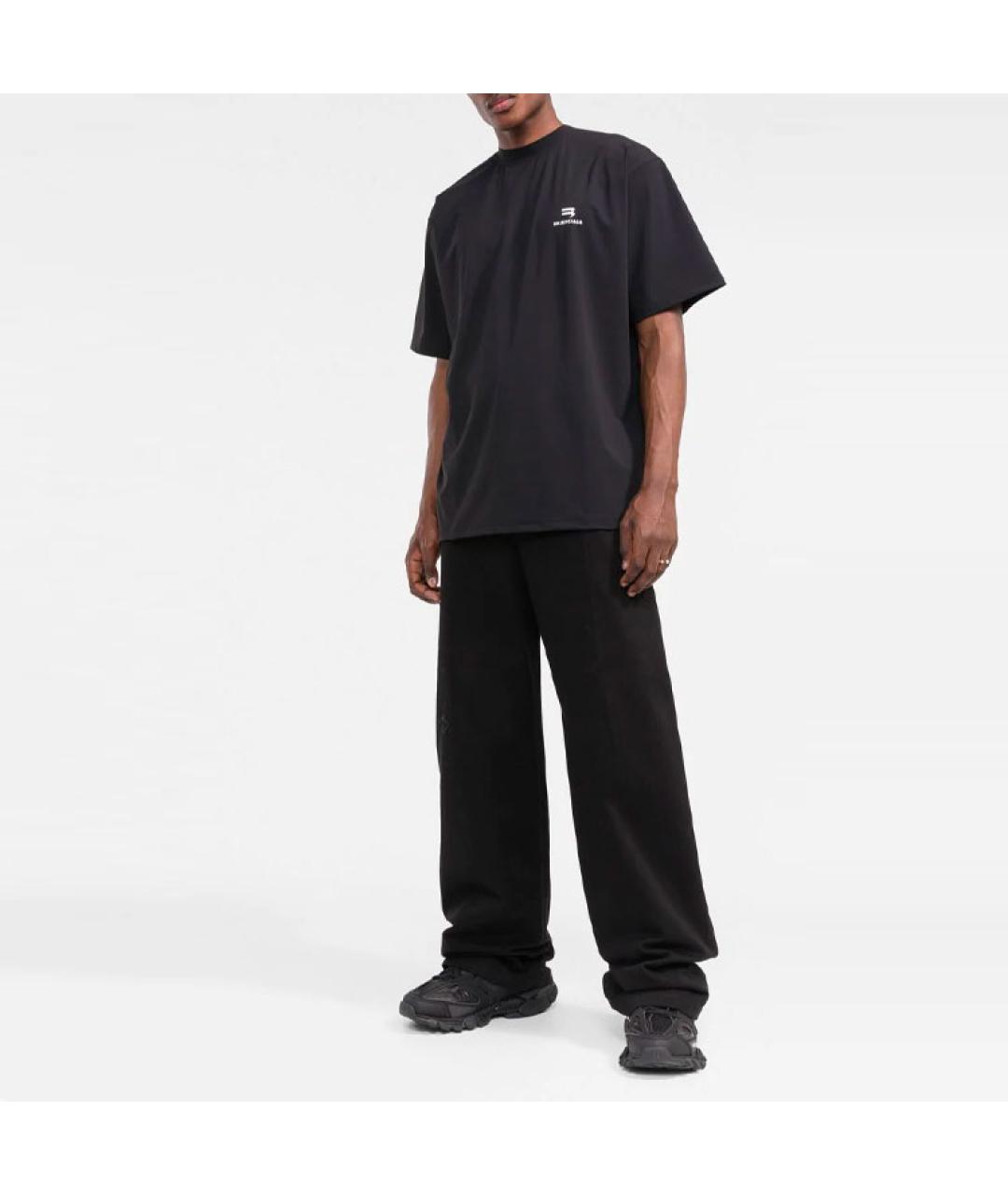 BALENCIAGA Черная хлопковая футболка, фото 2