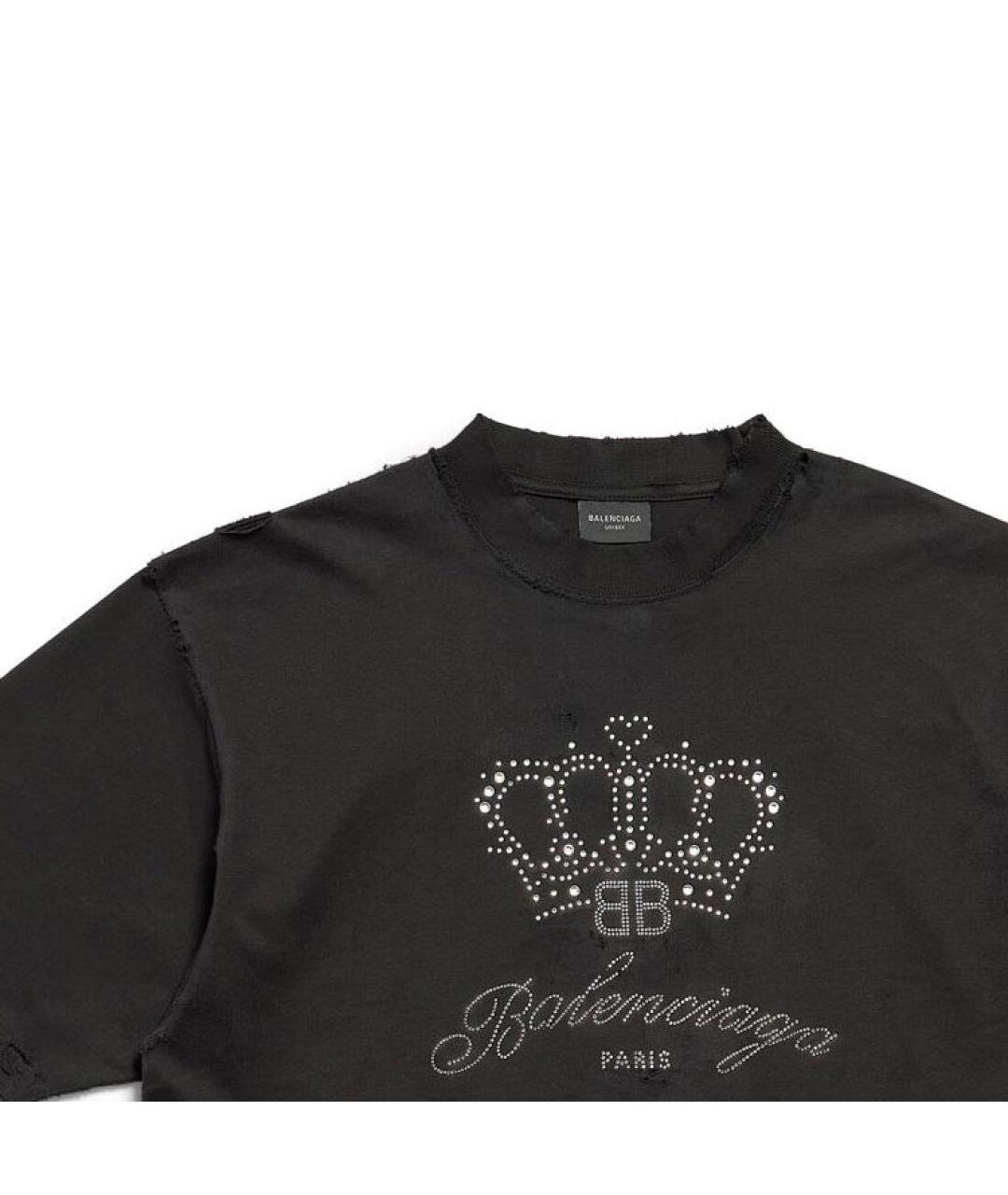 BALENCIAGA Черная хлопковая футболка, фото 4