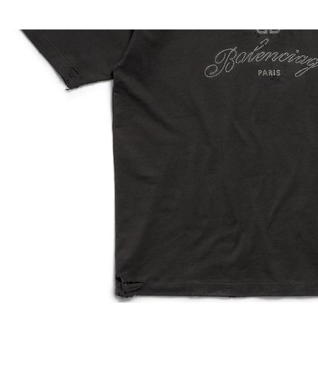 BALENCIAGA Черная хлопковая футболка, фото 6