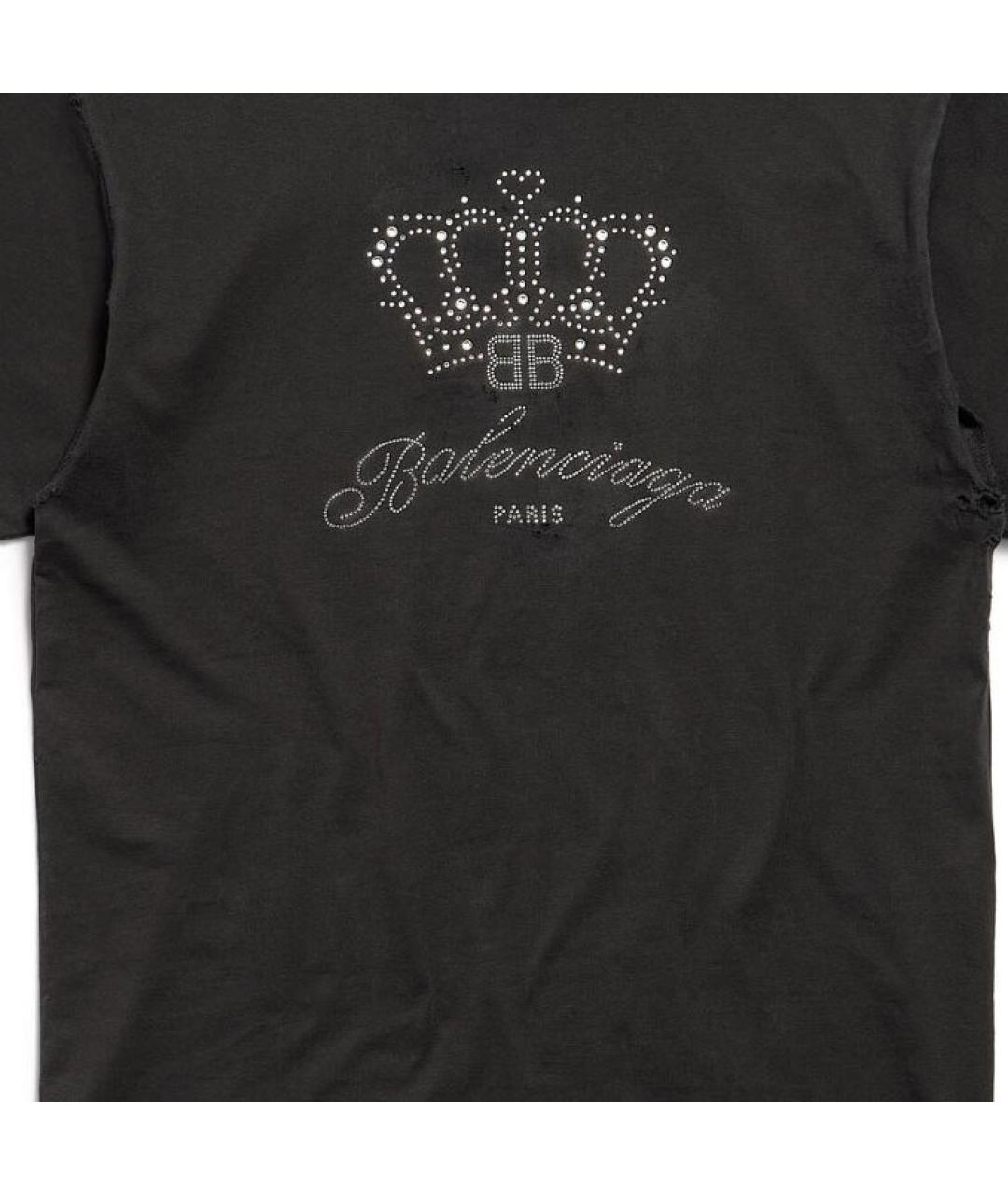 BALENCIAGA Черная хлопковая футболка, фото 5