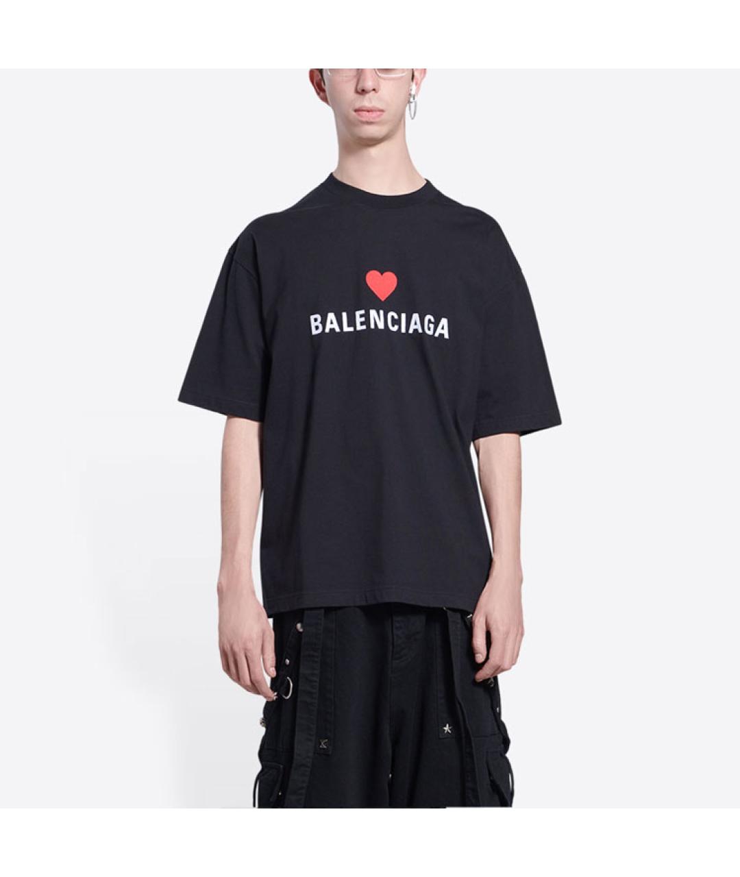 BALENCIAGA Черная хлопковая футболка, фото 3