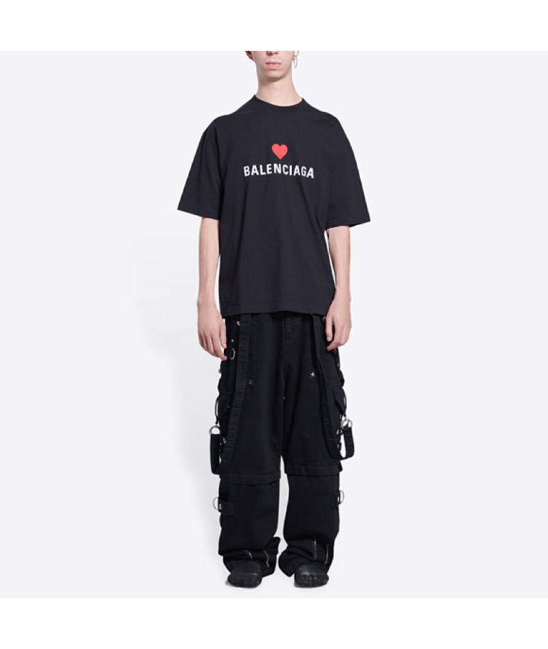 BALENCIAGA Черная хлопковая футболка, фото 6