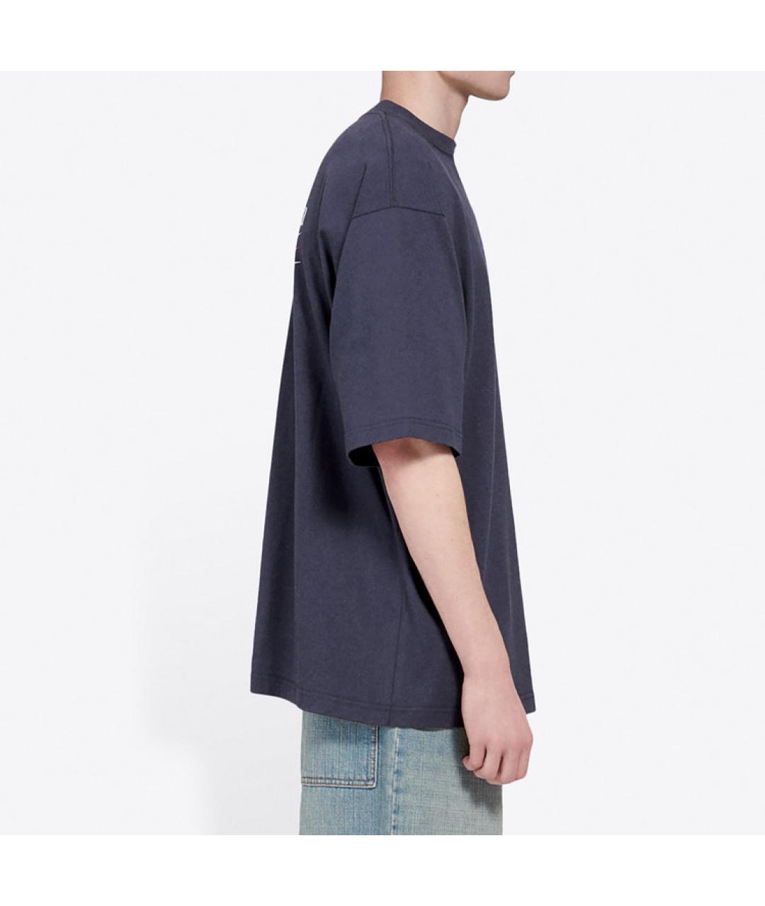 BALENCIAGA Синяя хлопковая футболка, фото 5