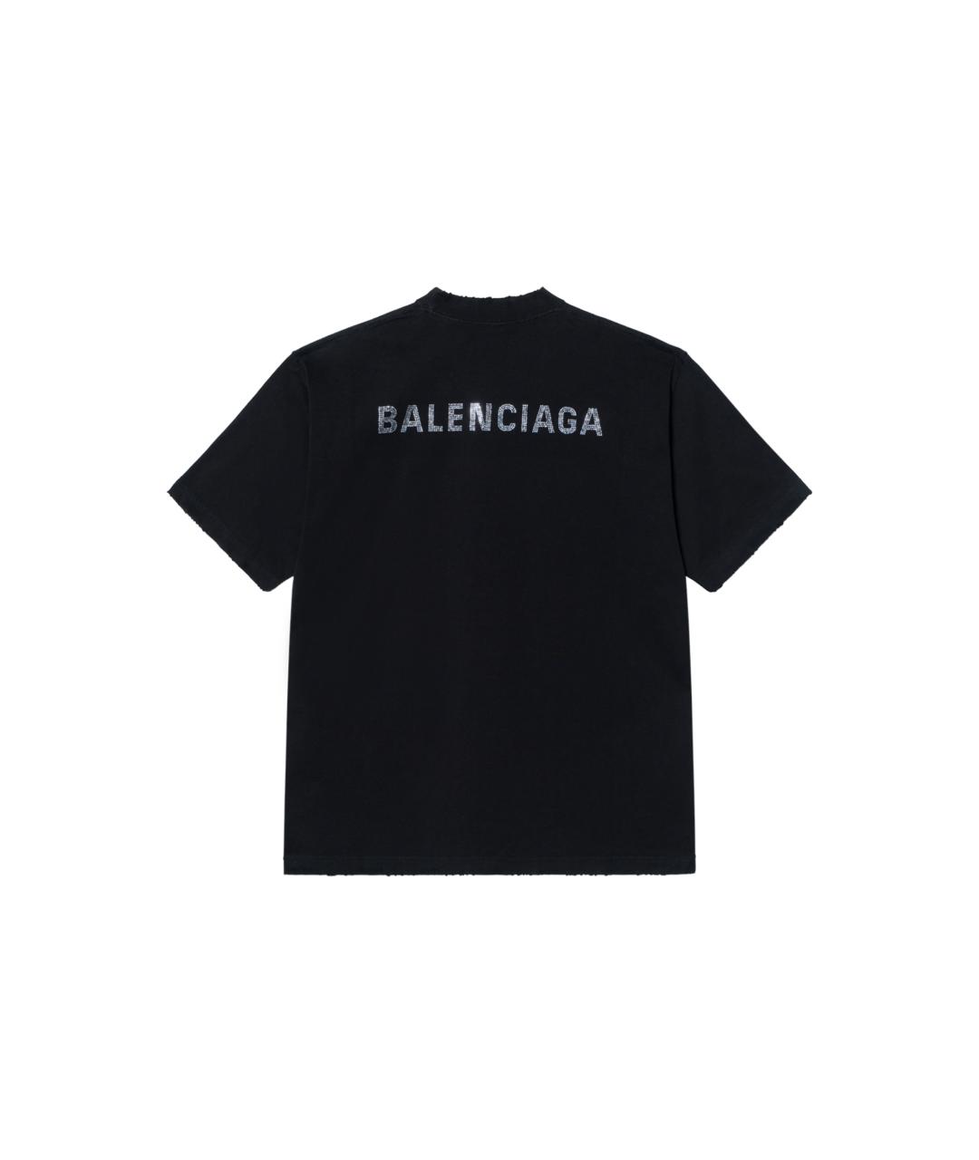 BALENCIAGA Черная хлопковая футболка, фото 2