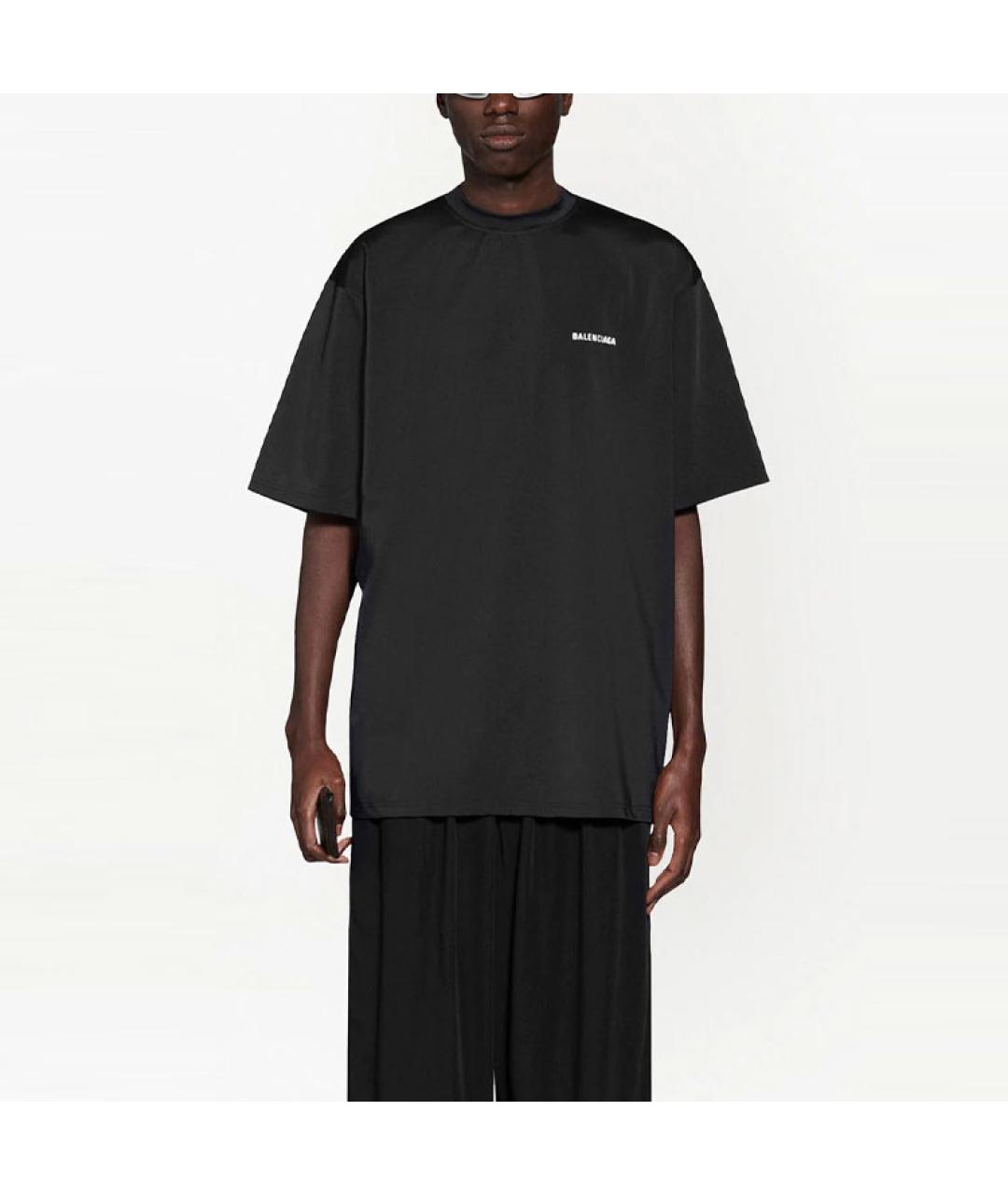BALENCIAGA Черная хлопковая футболка, фото 3