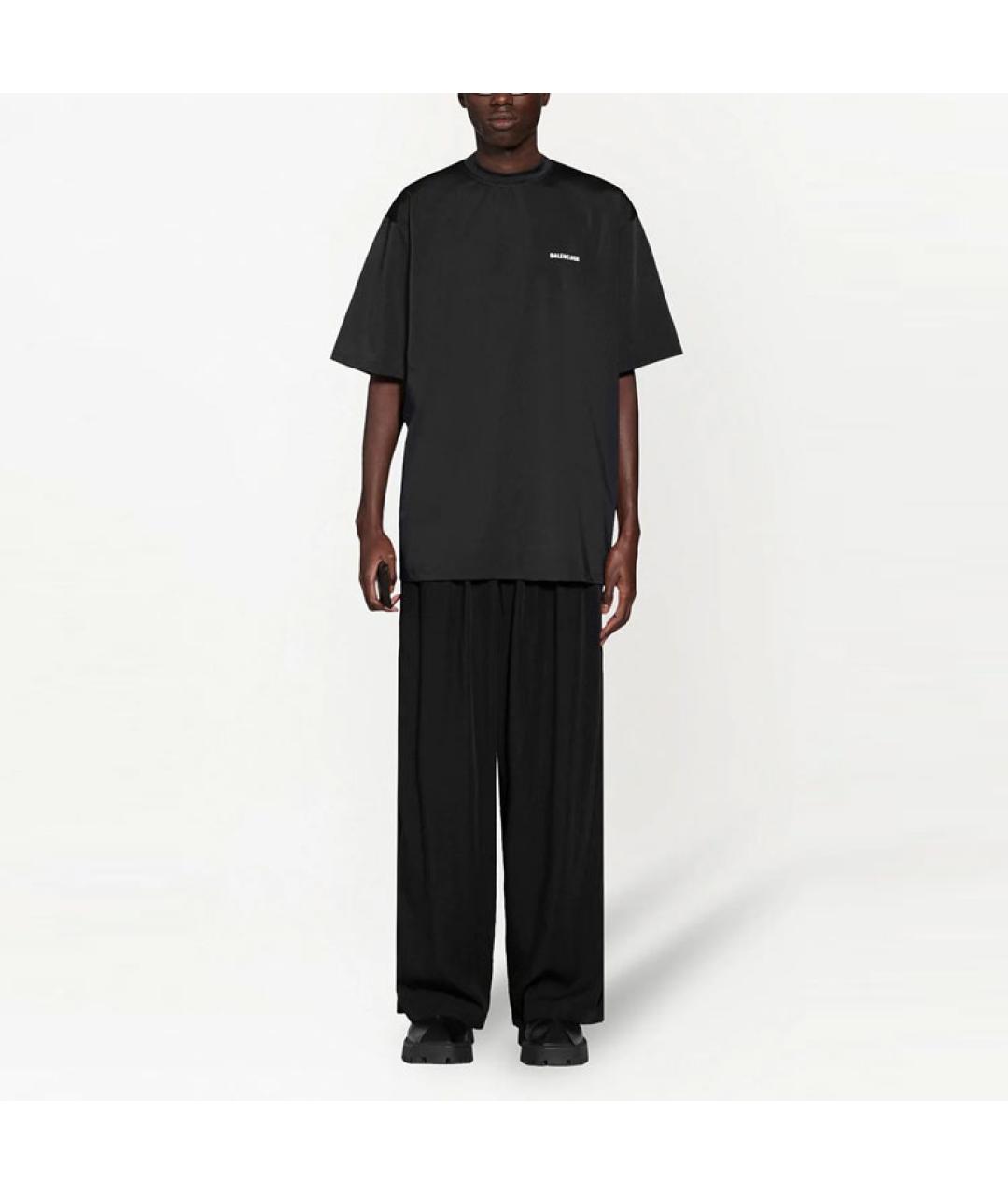 BALENCIAGA Черная хлопковая футболка, фото 4
