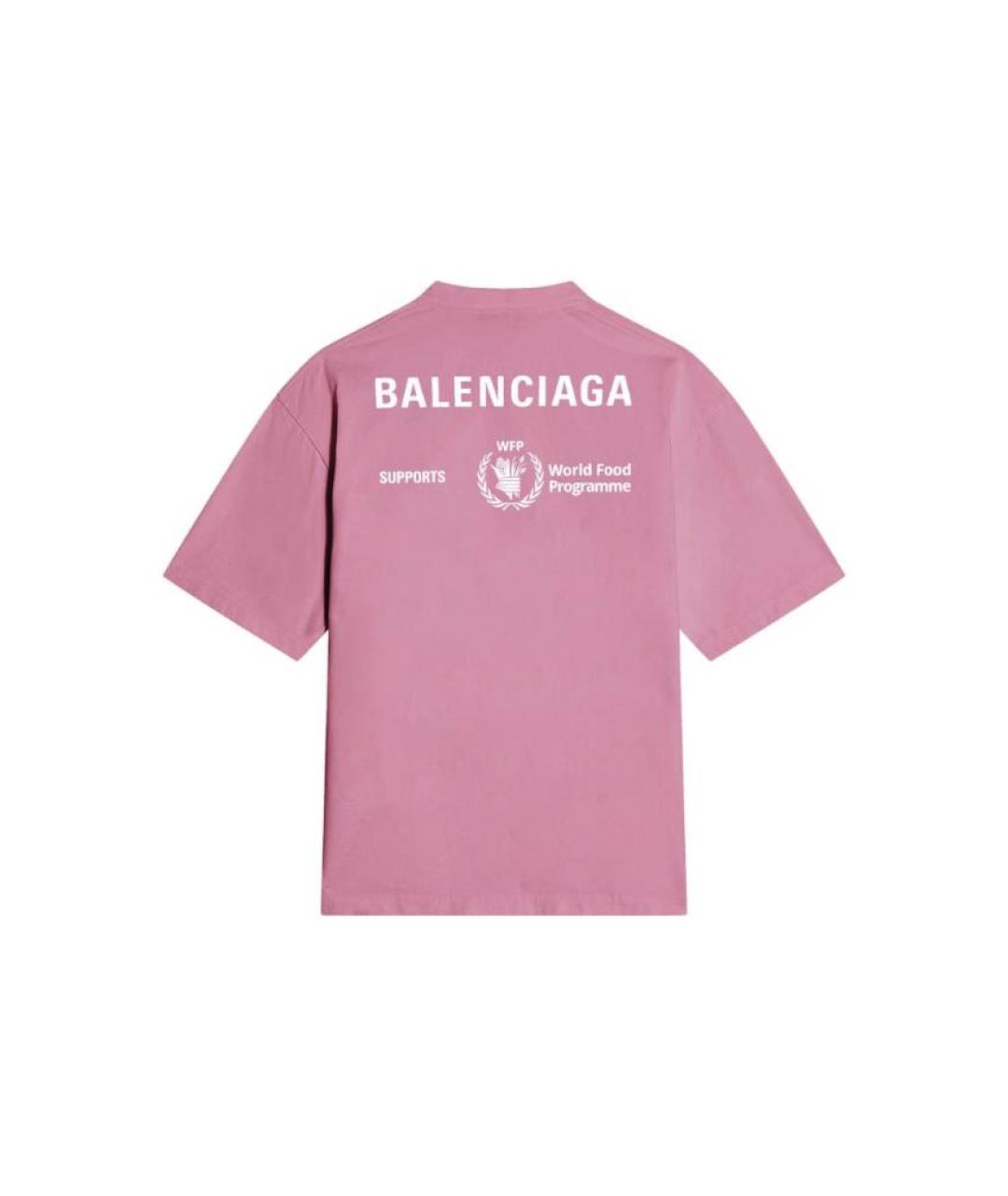 BALENCIAGA Розовая хлопковая футболка, фото 2