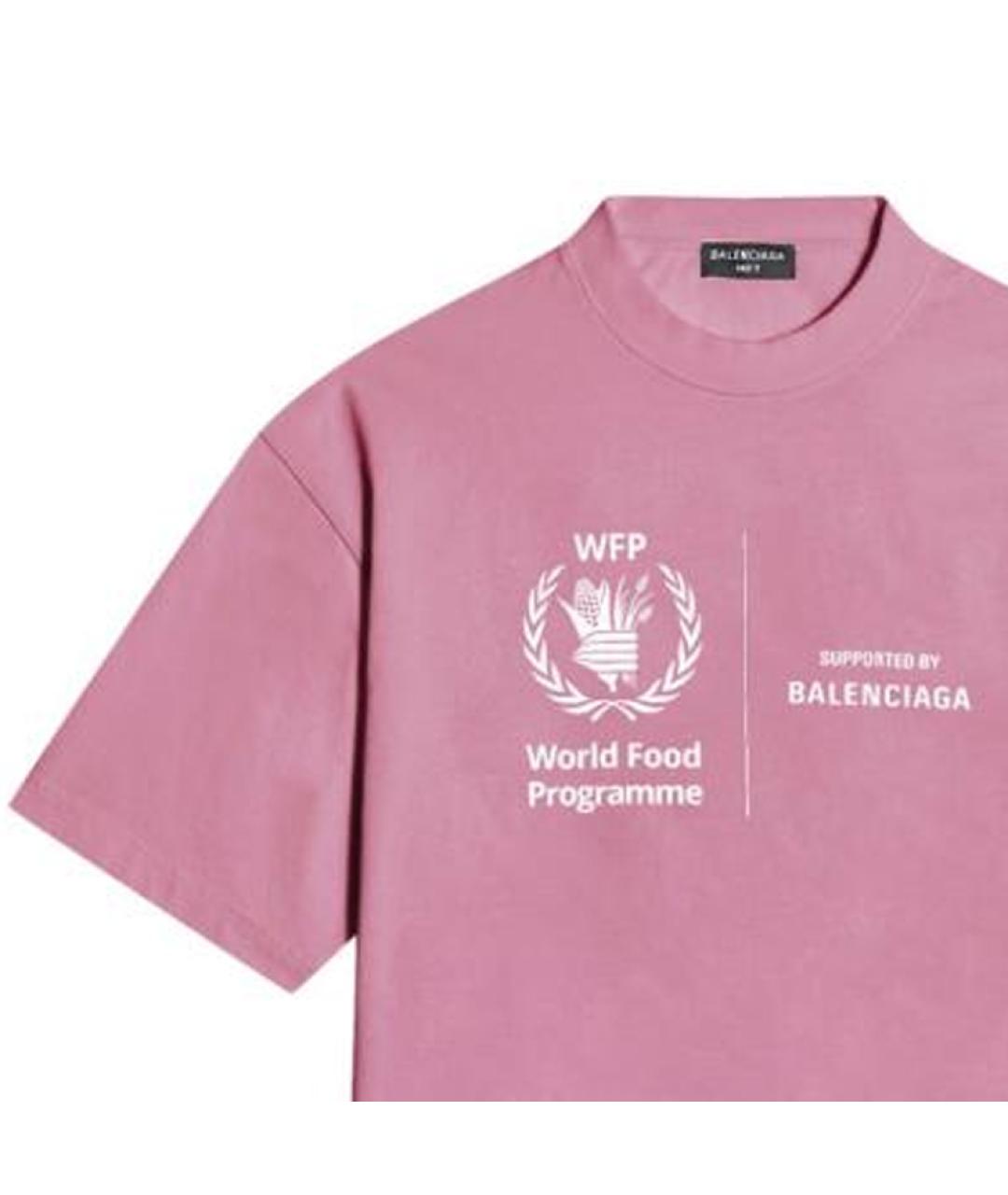 BALENCIAGA Розовая хлопковая футболка, фото 6