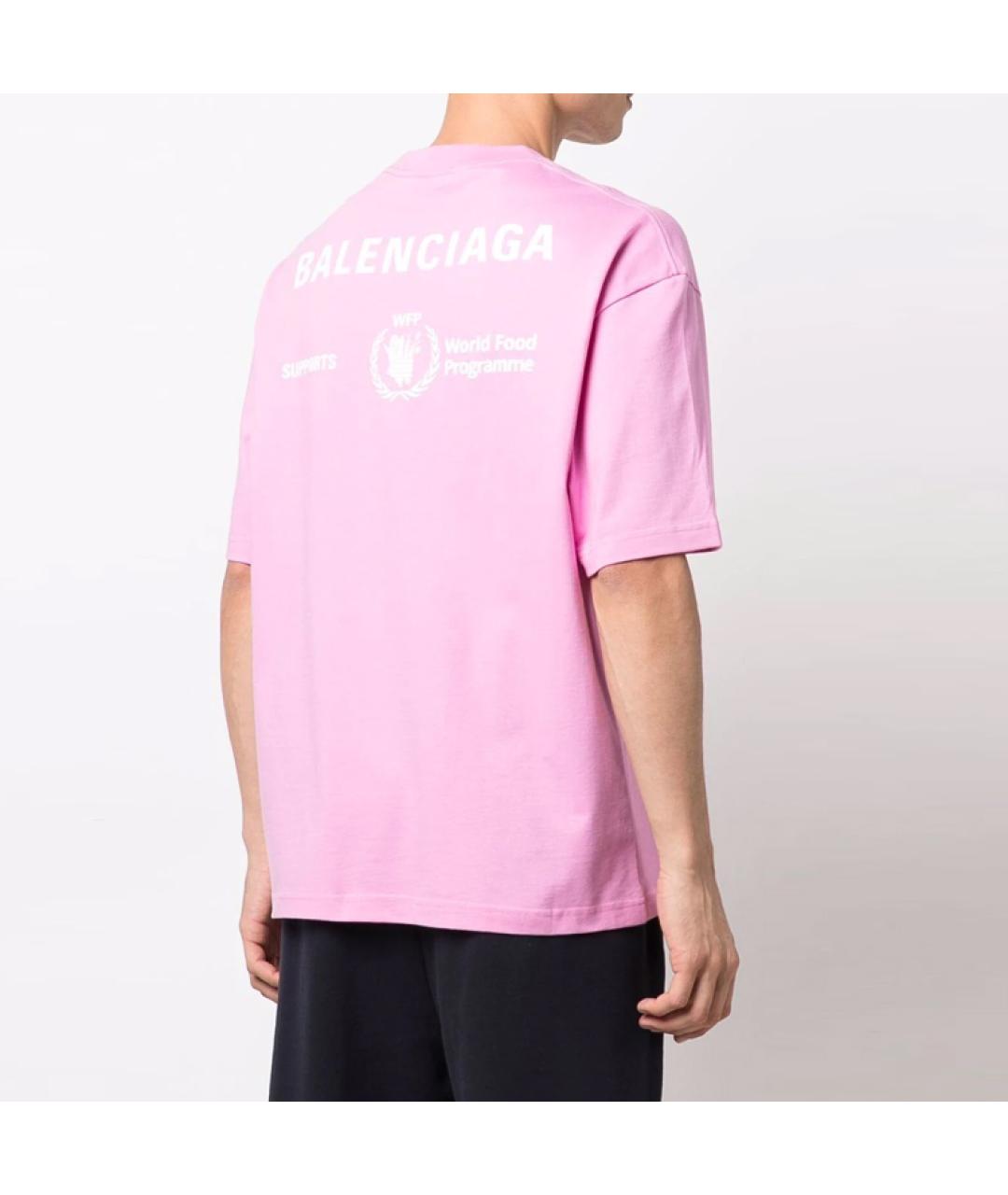 BALENCIAGA Розовая хлопковая футболка, фото 5