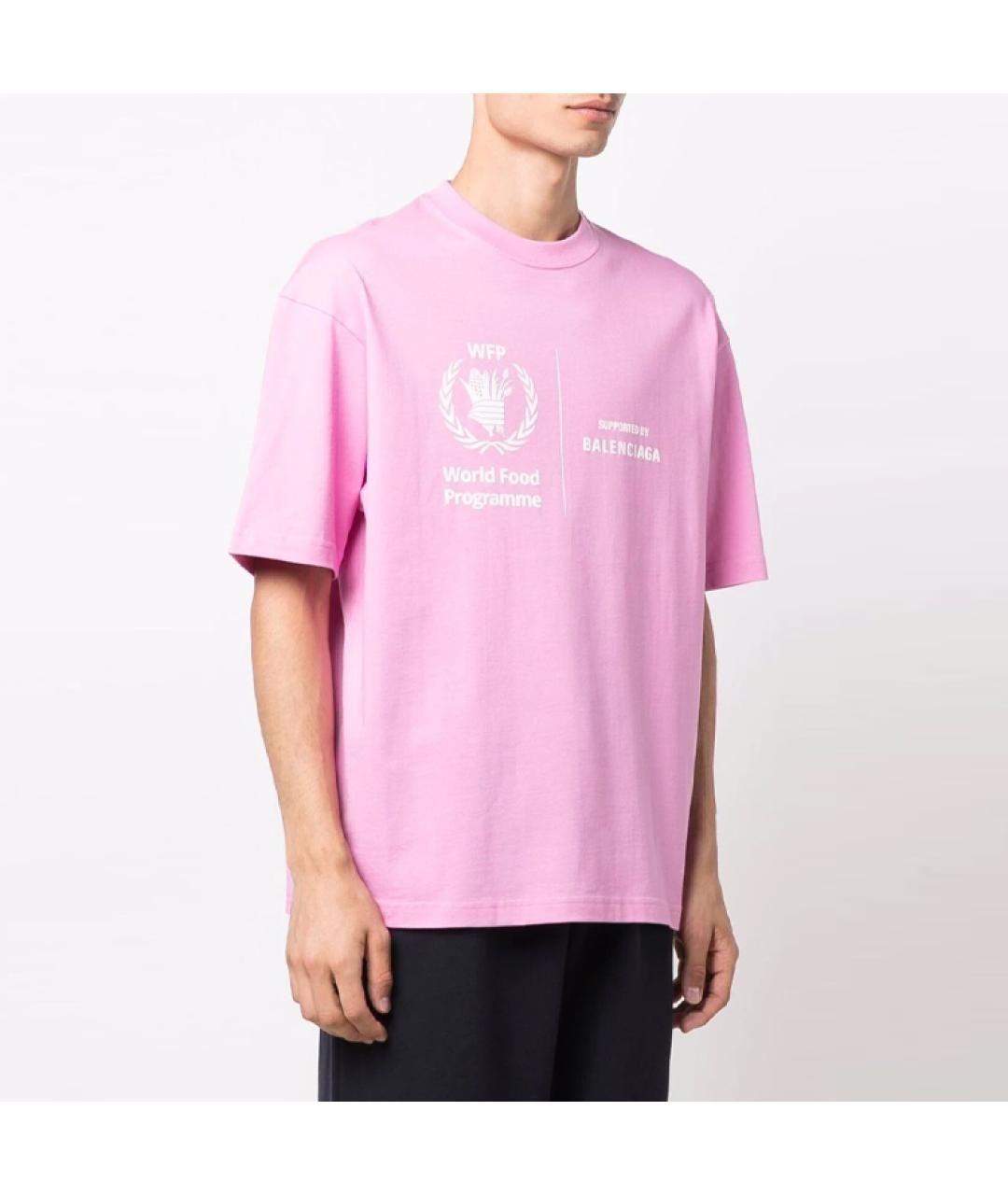BALENCIAGA Розовая хлопковая футболка, фото 4