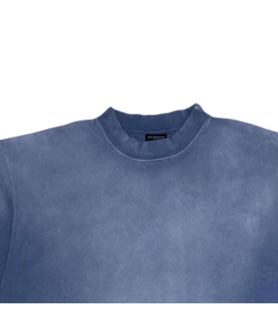 BALENCIAGA Синяя хлопковая футболка, фото 3