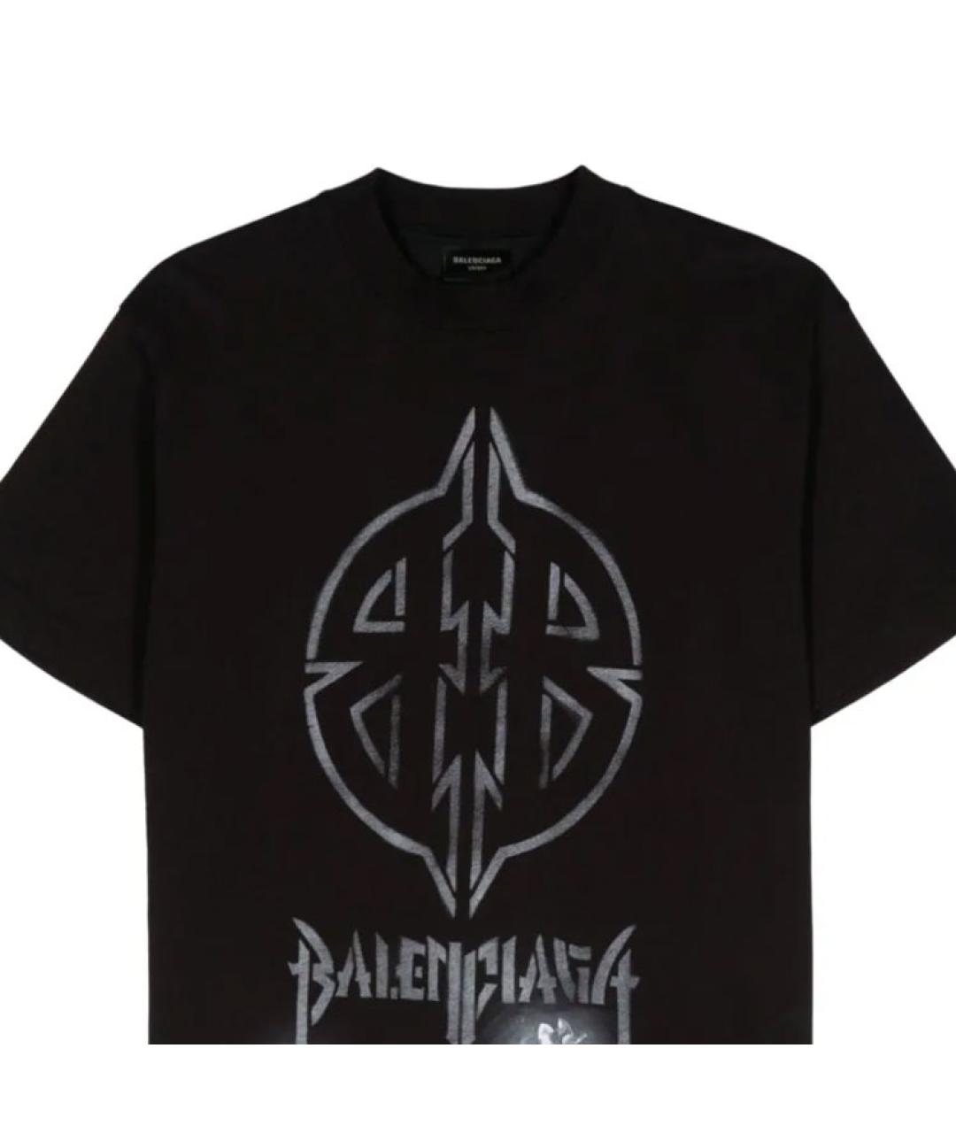 BALENCIAGA Черная хлопковая футболка, фото 4