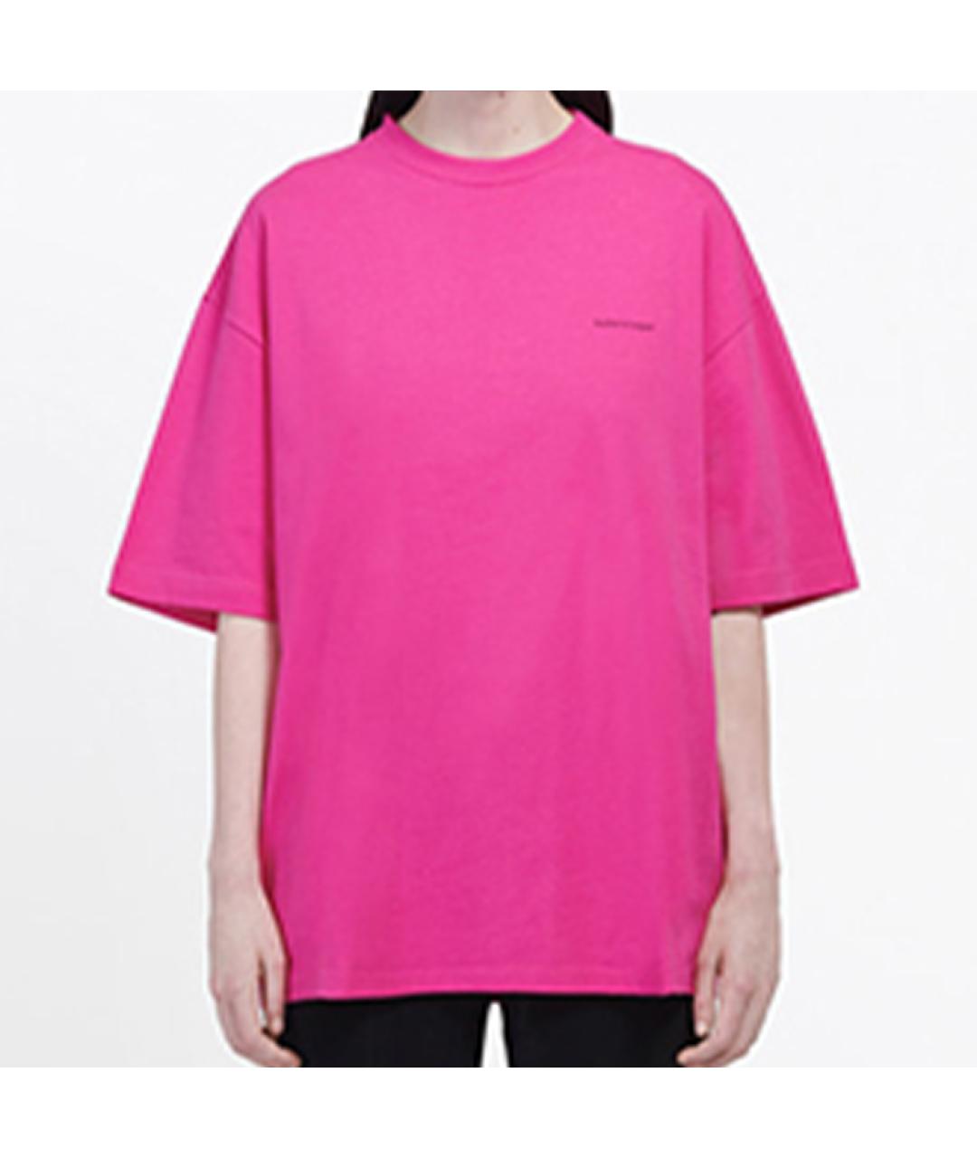 BALENCIAGA Фуксия хлопковая футболка, фото 4