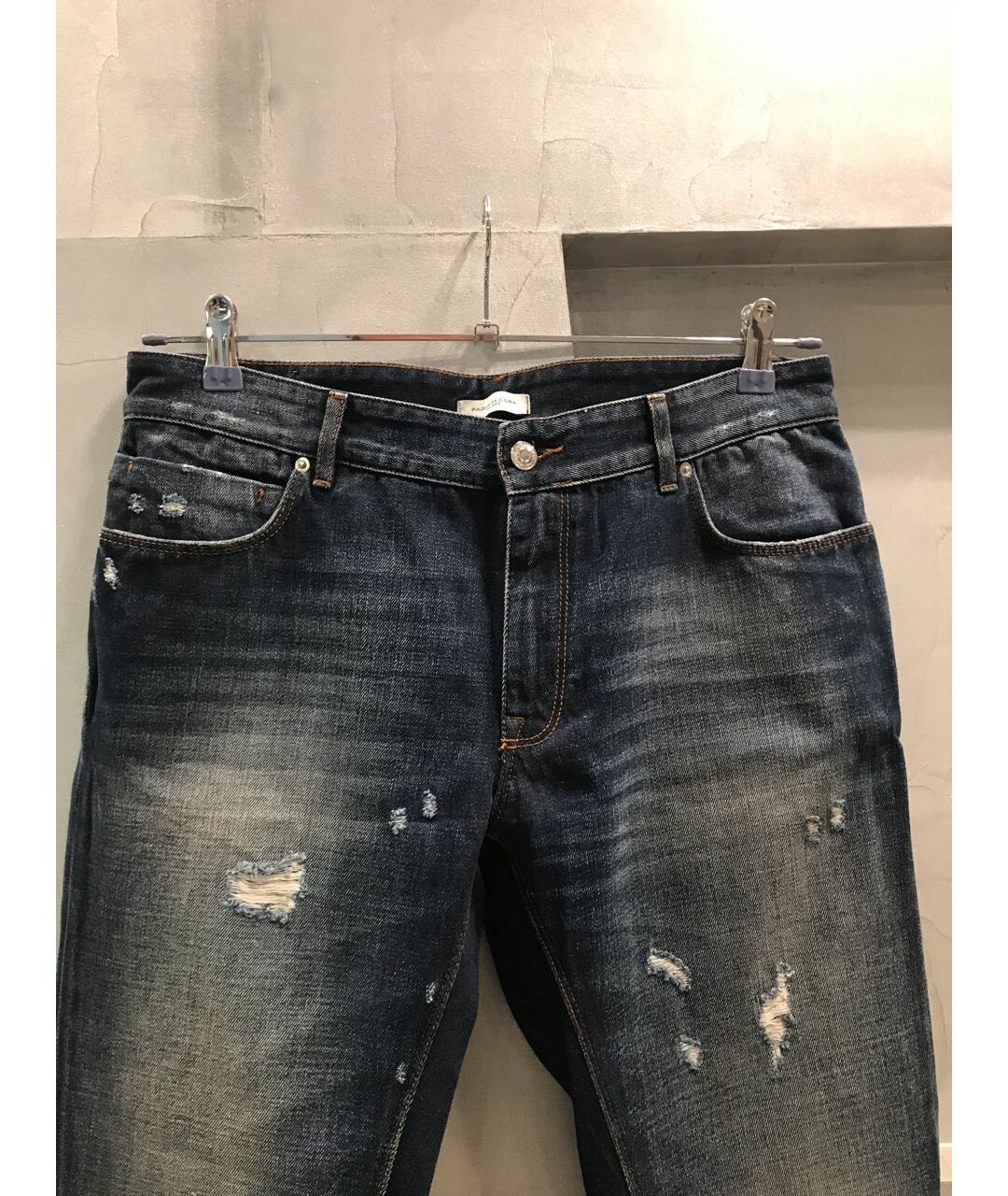 PAOLO PECORA Темно-синие хлопковые джинсы скинни, фото 3