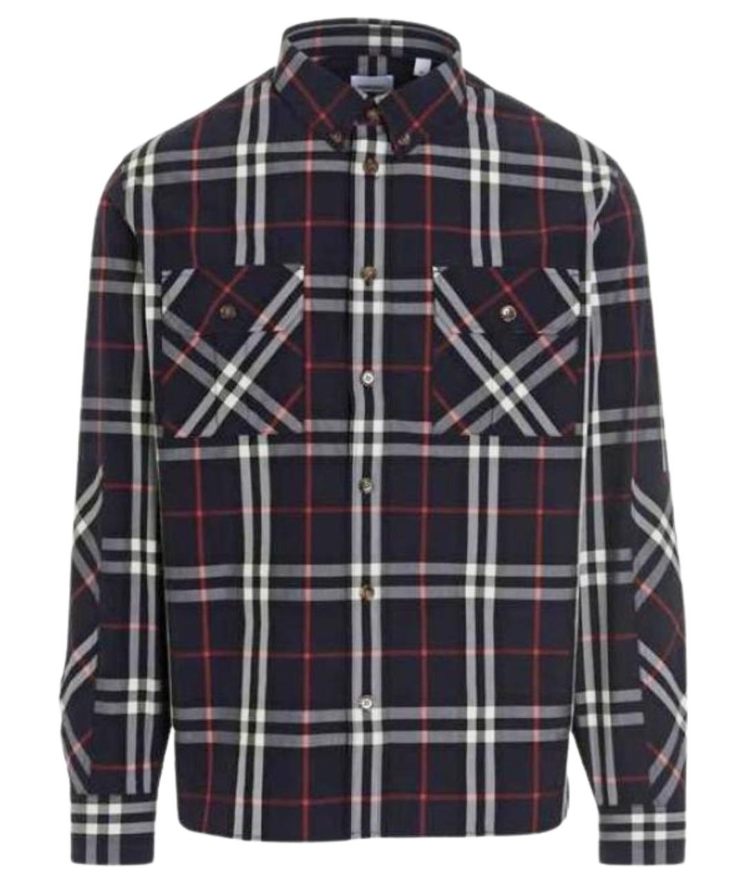 BURBERRY Темно-синяя хлопковая классическая рубашка, фото 1