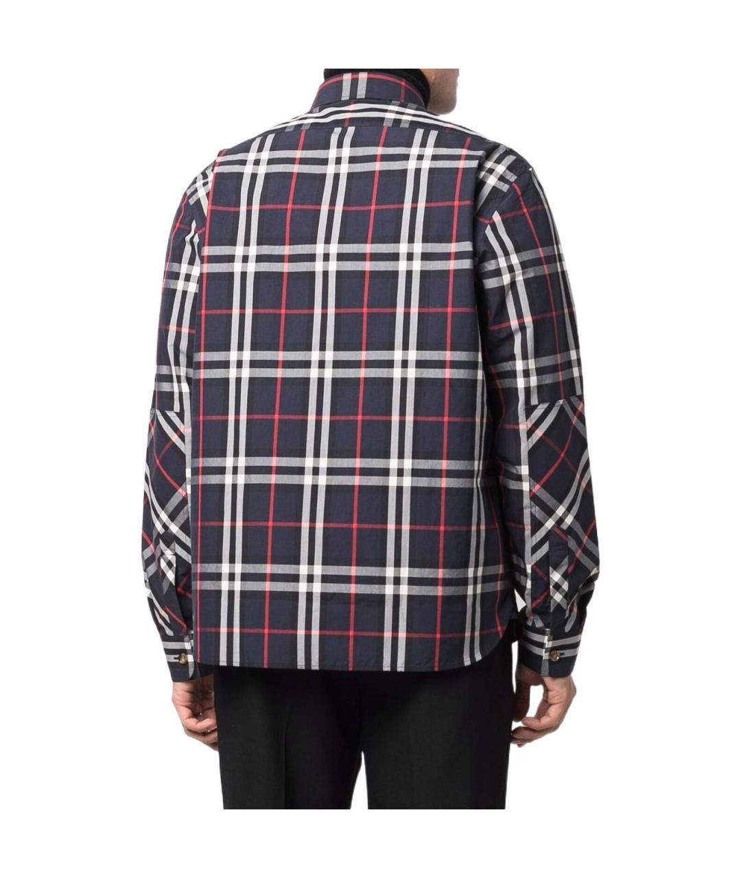 BURBERRY Темно-синяя хлопковая классическая рубашка, фото 4