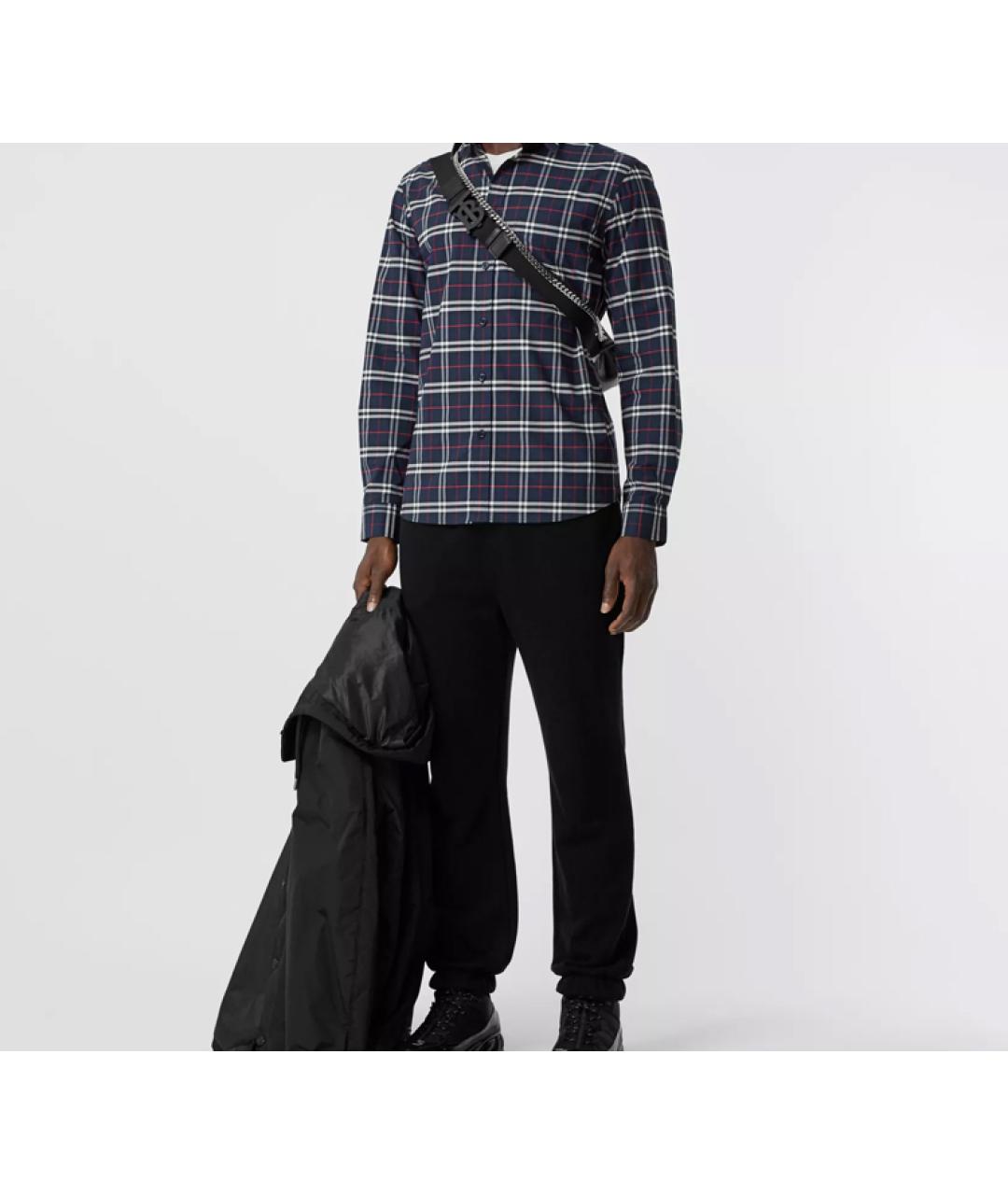 BURBERRY Темно-синяя хлопковая кэжуал рубашка, фото 4