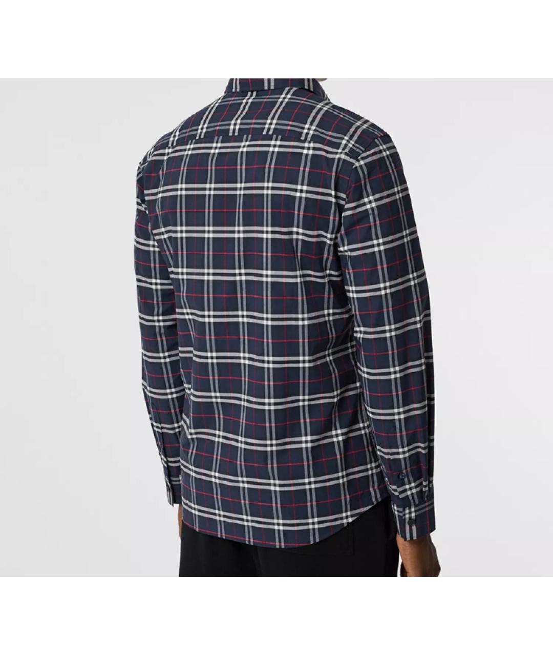 BURBERRY Темно-синяя хлопковая кэжуал рубашка, фото 3