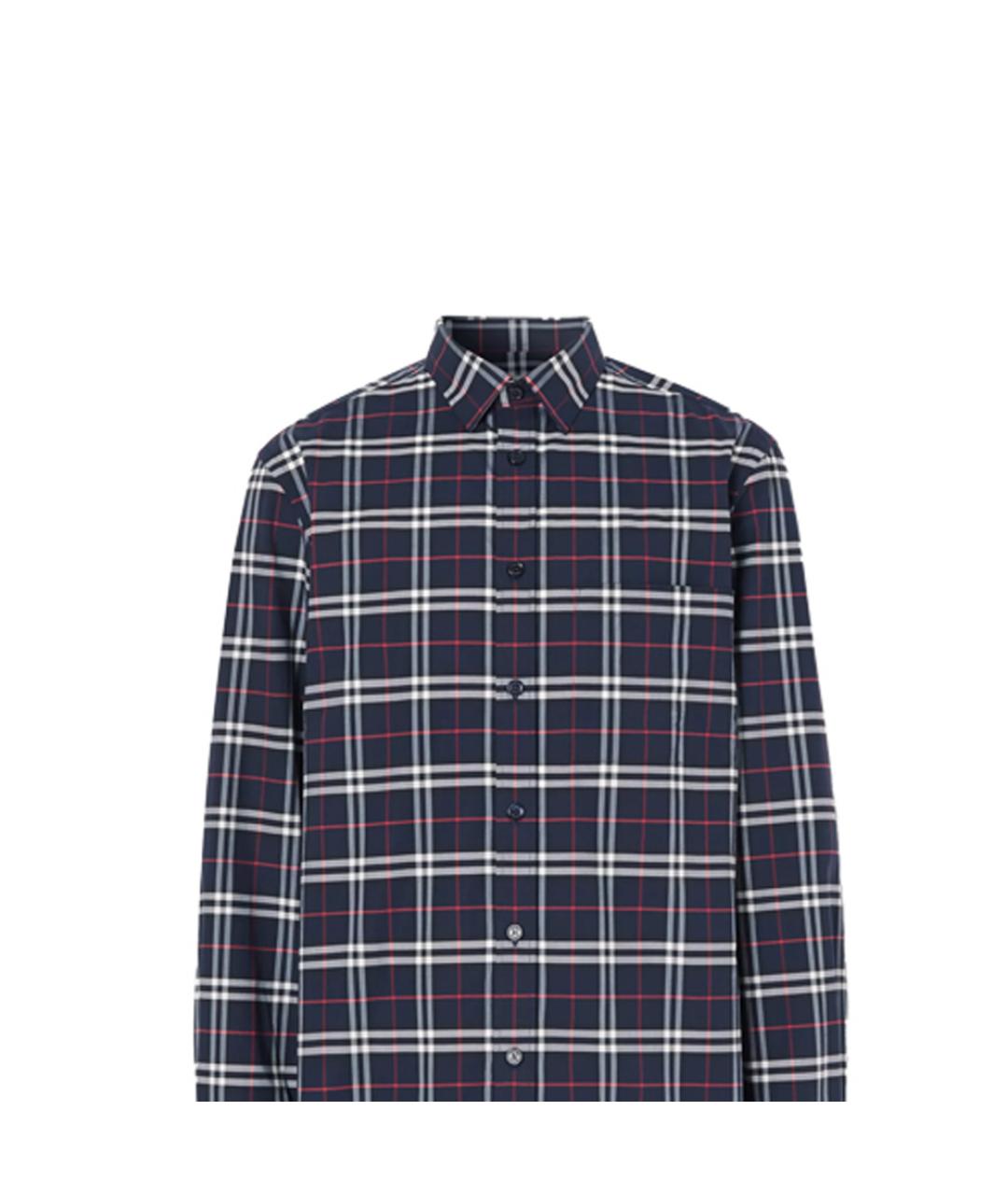 BURBERRY Темно-синяя хлопковая кэжуал рубашка, фото 5