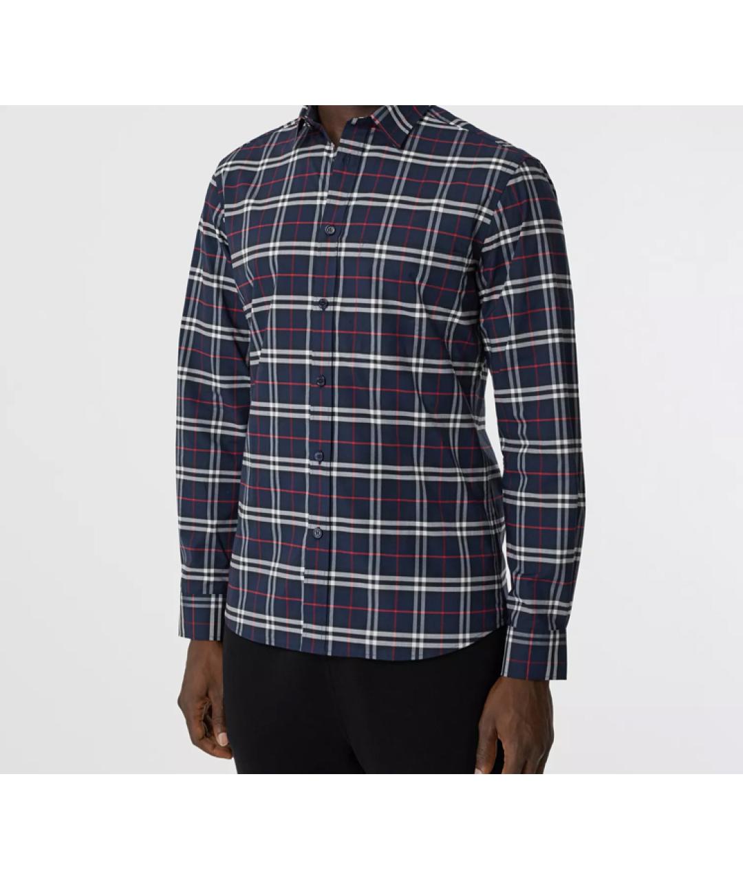 BURBERRY Темно-синяя хлопковая кэжуал рубашка, фото 2