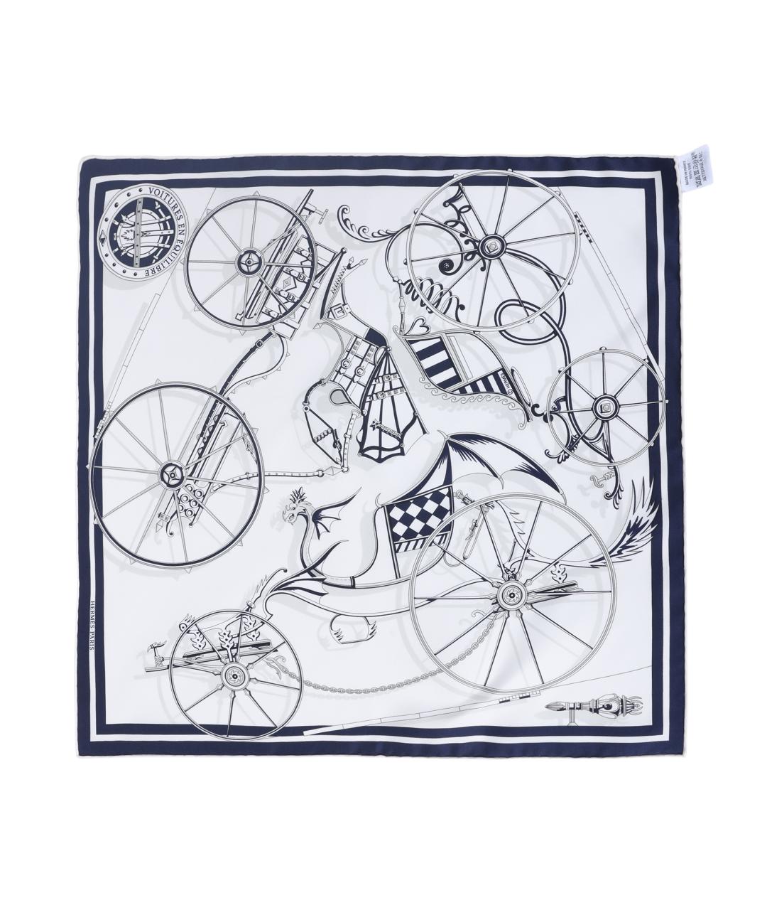 HERMES Темно-синий шелковый шарф, фото 1