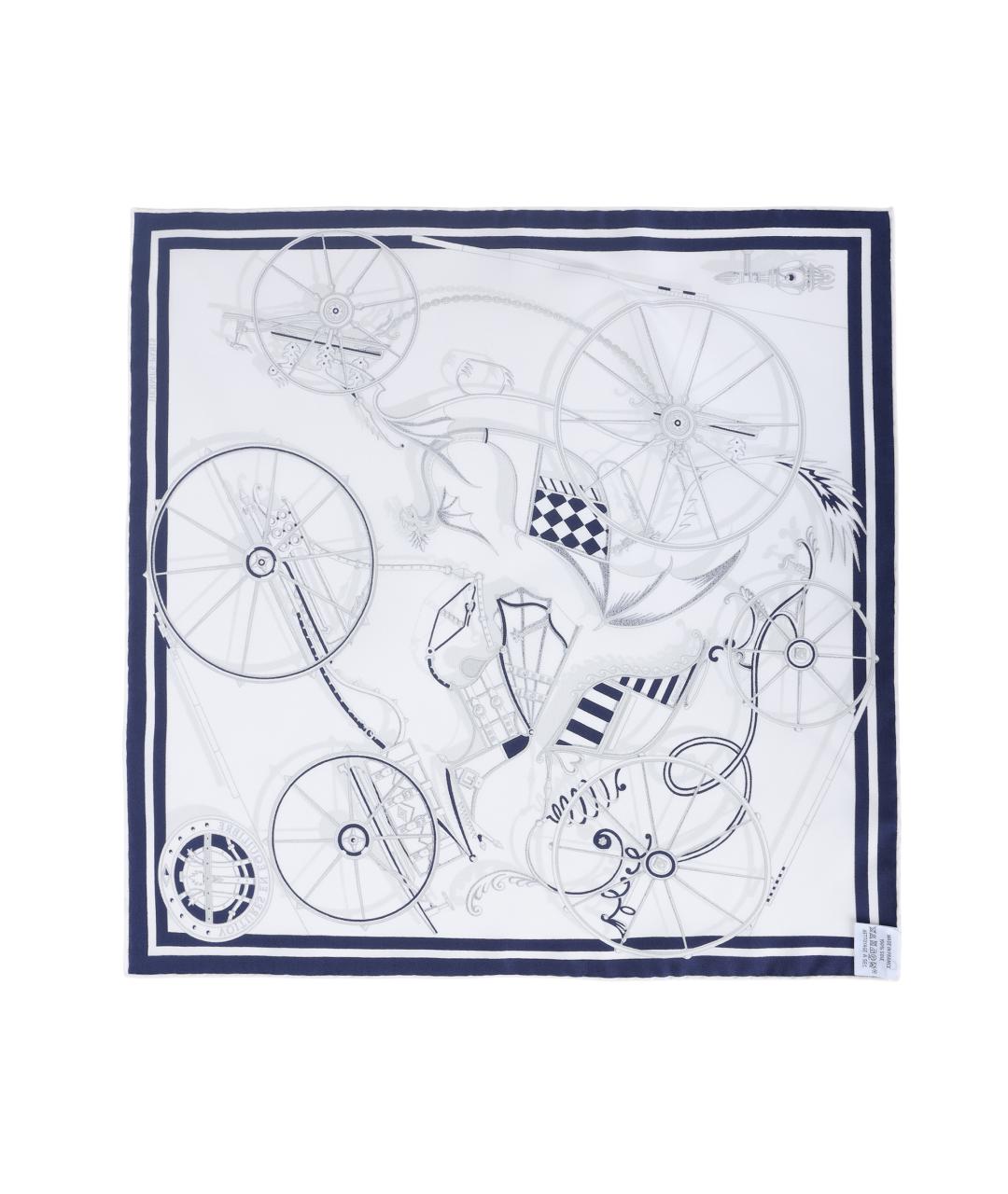 HERMES Темно-синий шелковый шарф, фото 2