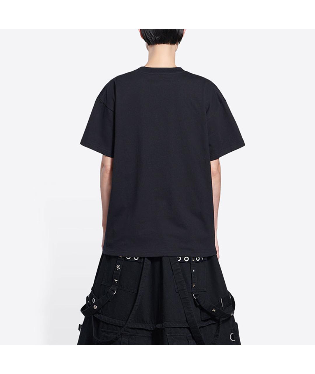 BALENCIAGA Черная хлопковая футболка, фото 3
