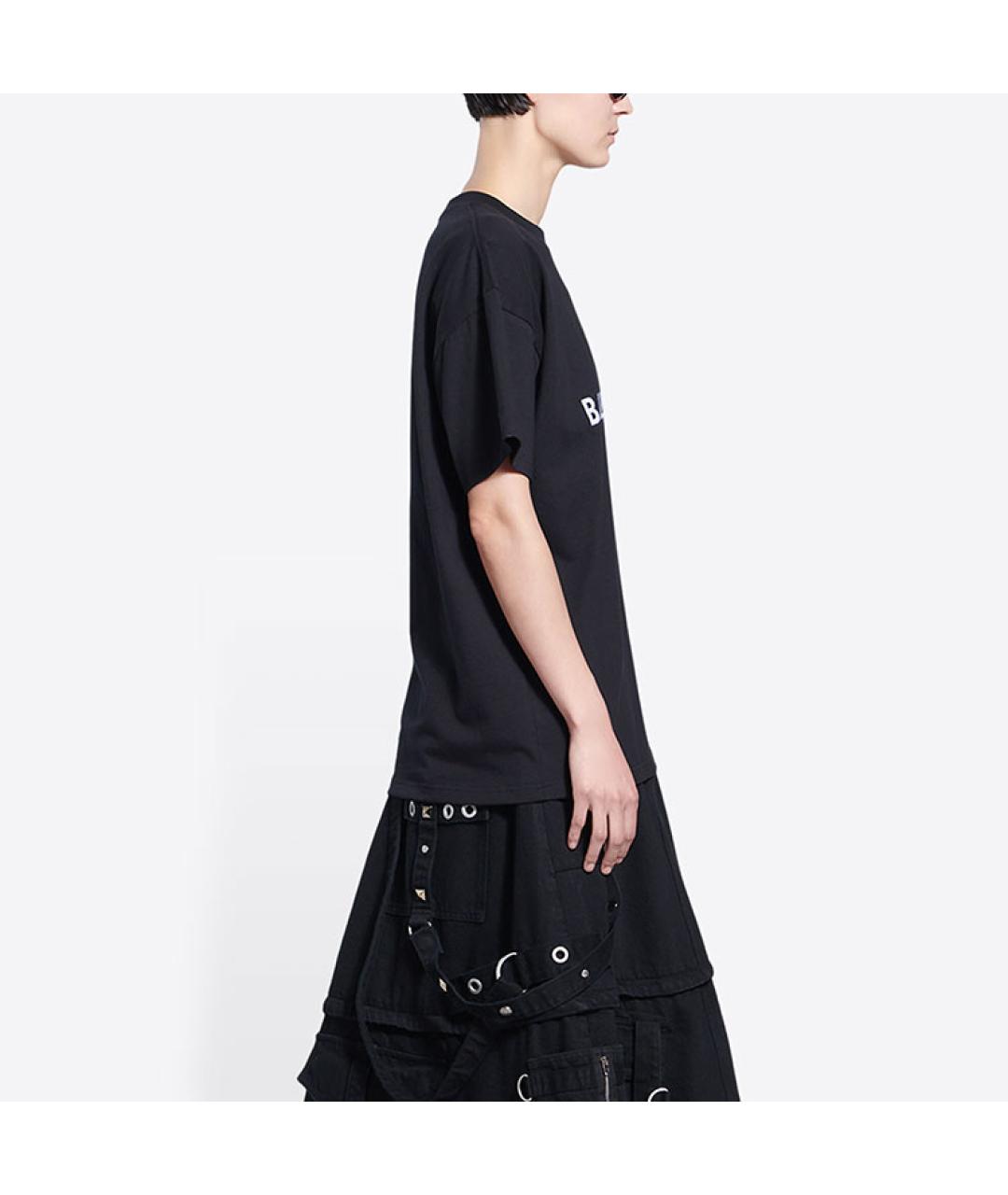 BALENCIAGA Черная хлопковая футболка, фото 5
