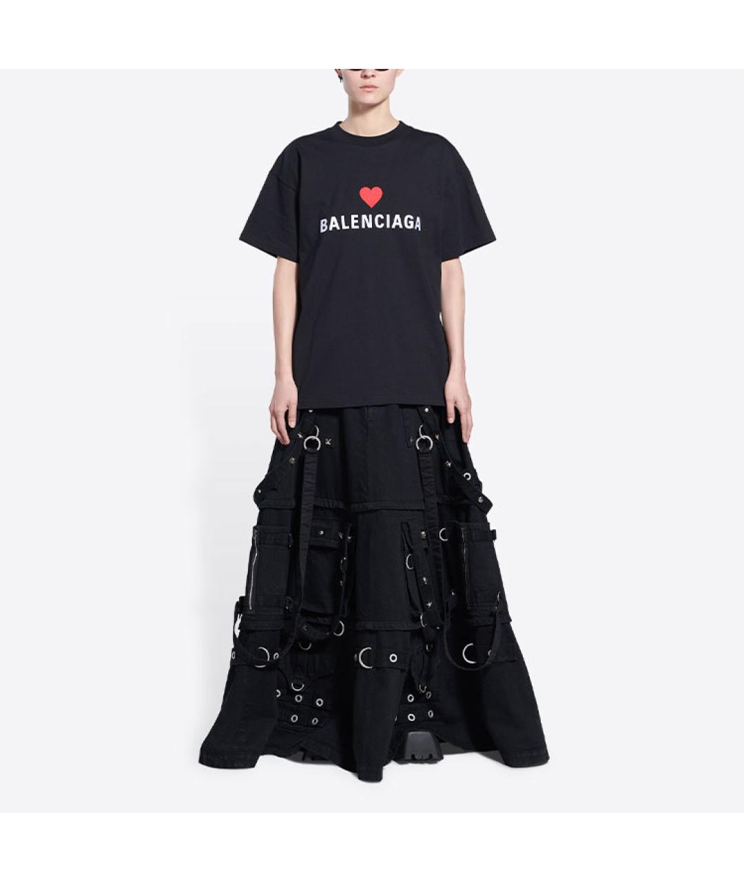 BALENCIAGA Черная хлопковая футболка, фото 6
