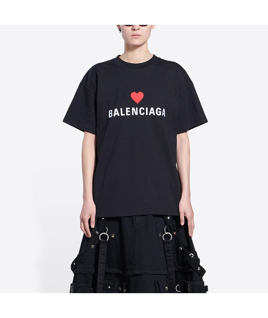 BALENCIAGA Черная хлопковая футболка, фото 4