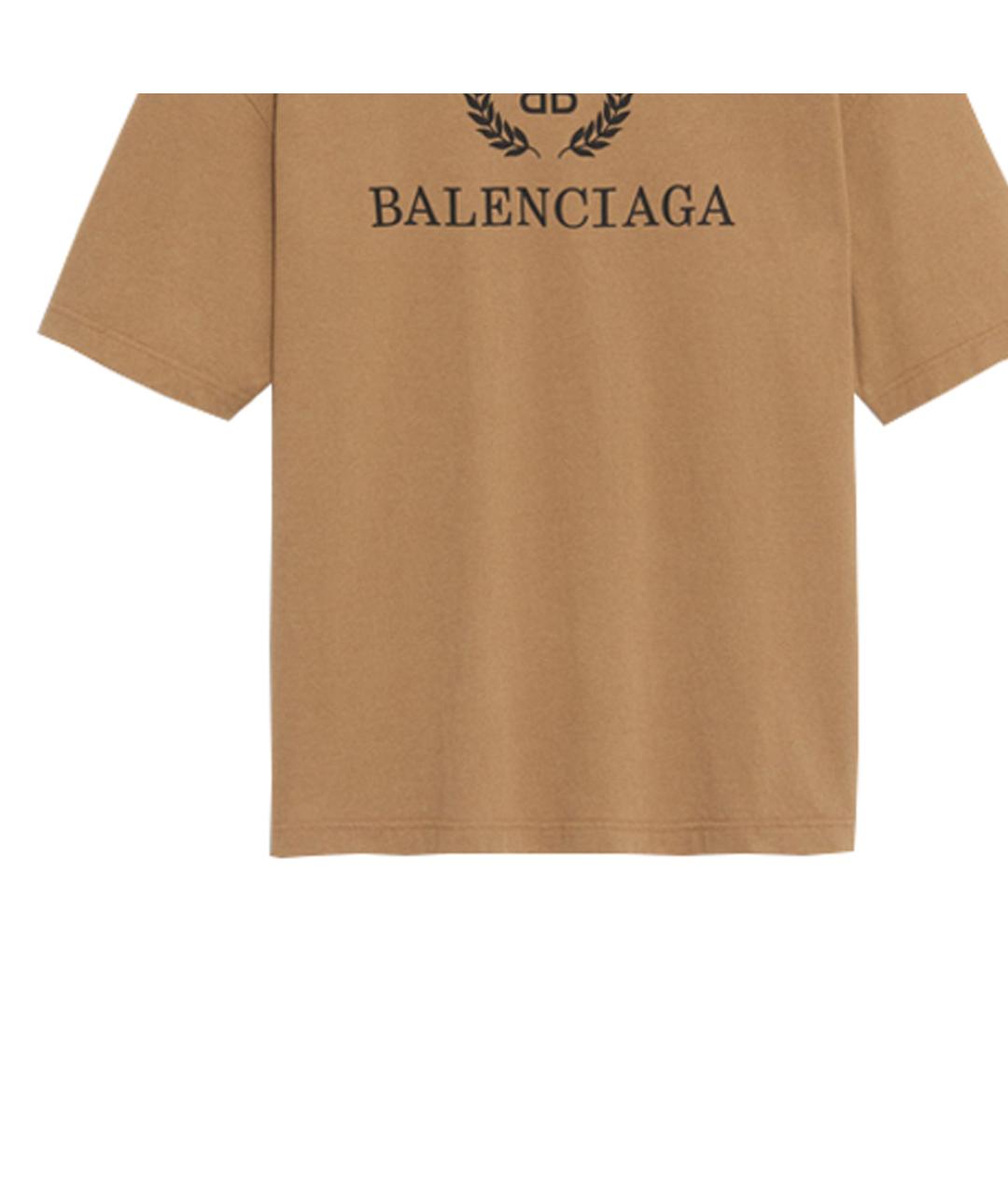 BALENCIAGA Коричневая хлопковая футболка, фото 6