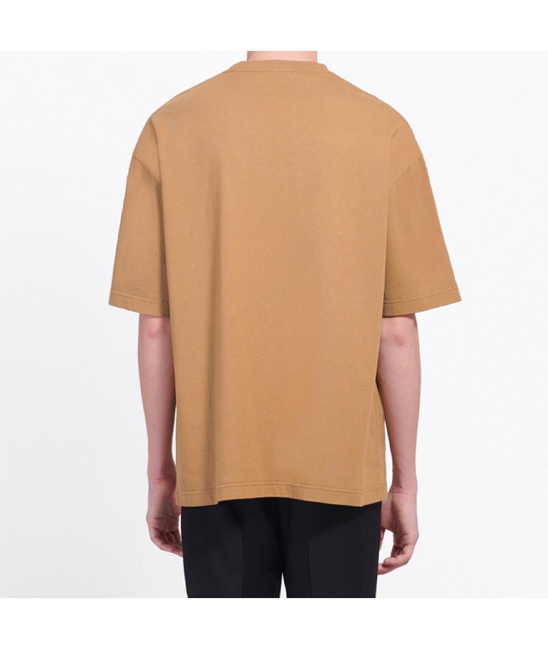 BALENCIAGA Коричневая хлопковая футболка, фото 3