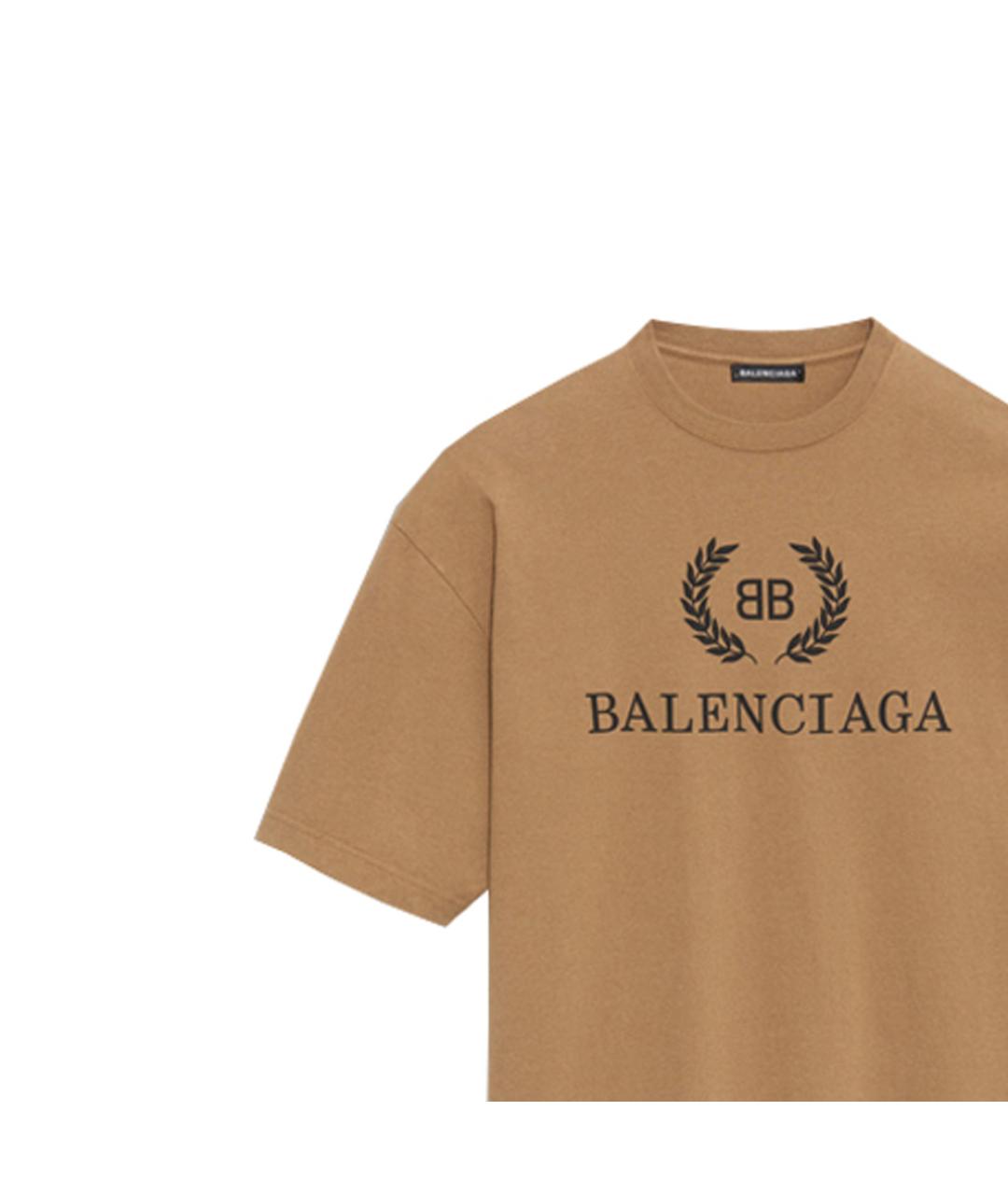 BALENCIAGA Коричневая хлопковая футболка, фото 5
