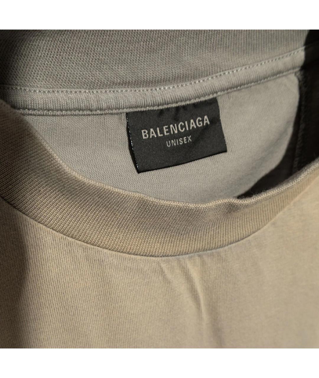 BALENCIAGA Бежевая хлопковая футболка, фото 5