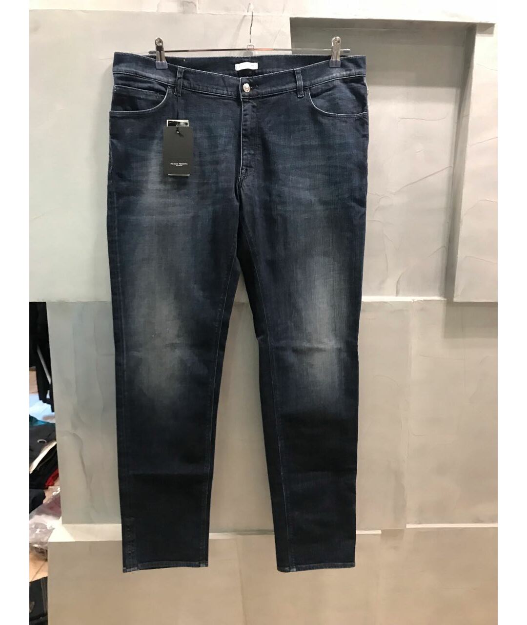PAOLO PECORA Темно-синие хлопко-эластановые джинсы скинни, фото 9