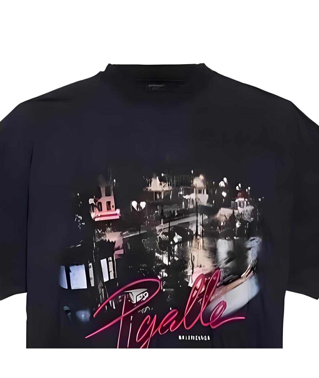 BALENCIAGA Черная хлопковая футболка, фото 3