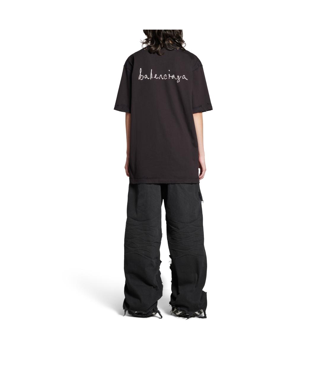 BALENCIAGA Черная хлопковая футболка, фото 4