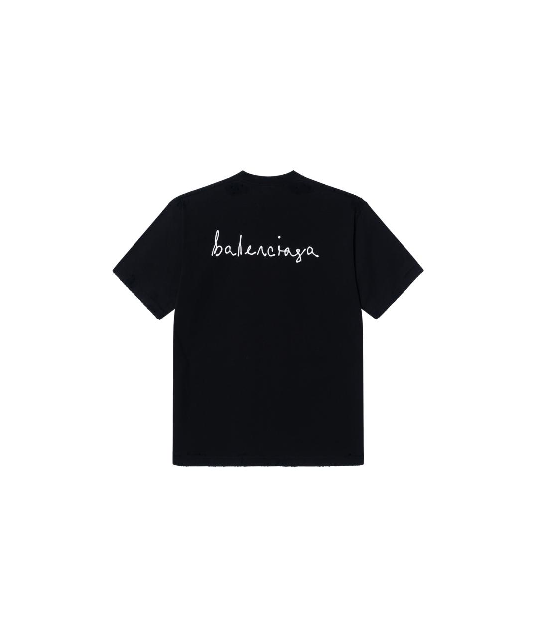 BALENCIAGA Черная хлопковая футболка, фото 2