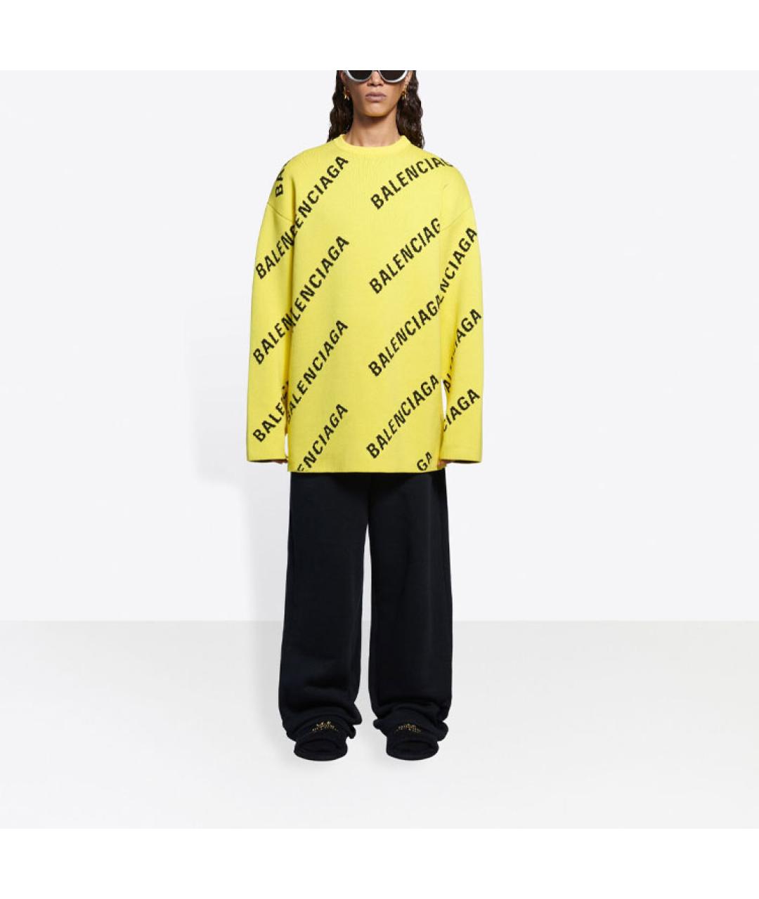 BALENCIAGA Желтый кашемировый джемпер / свитер, фото 3