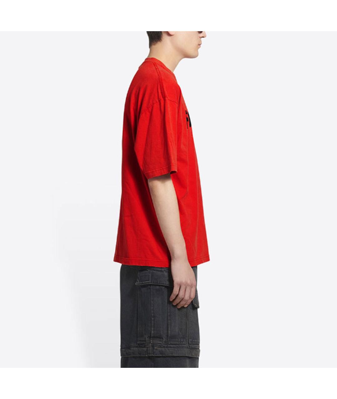 BALENCIAGA Красная хлопковая футболка, фото 6