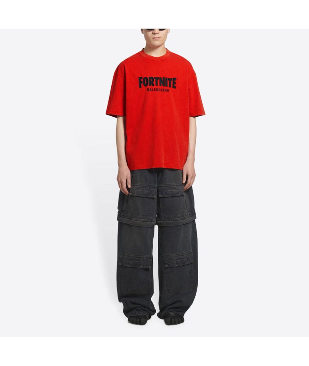 BALENCIAGA Красная хлопковая футболка, фото 3