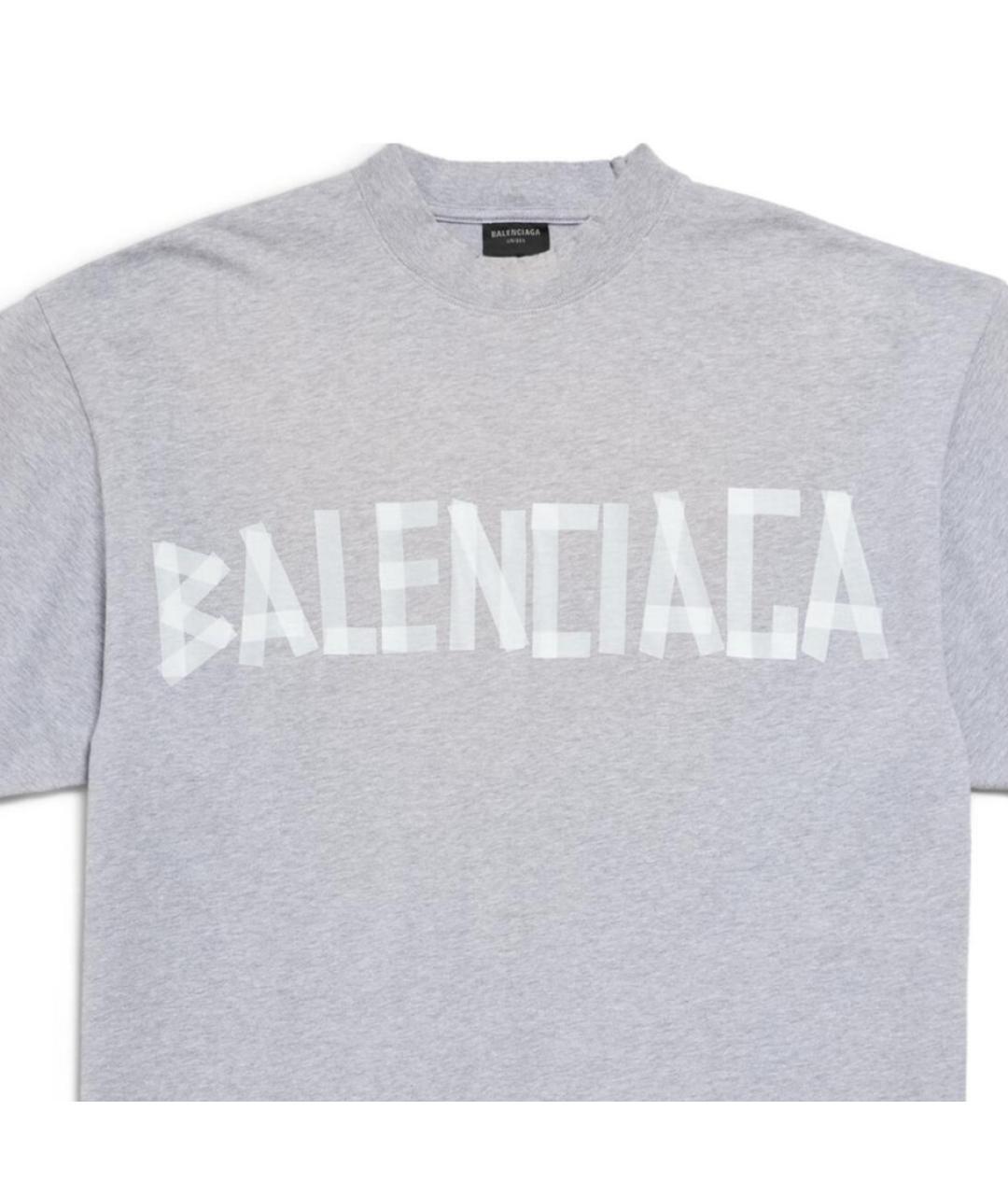 BALENCIAGA Серая хлопковая футболка, фото 3