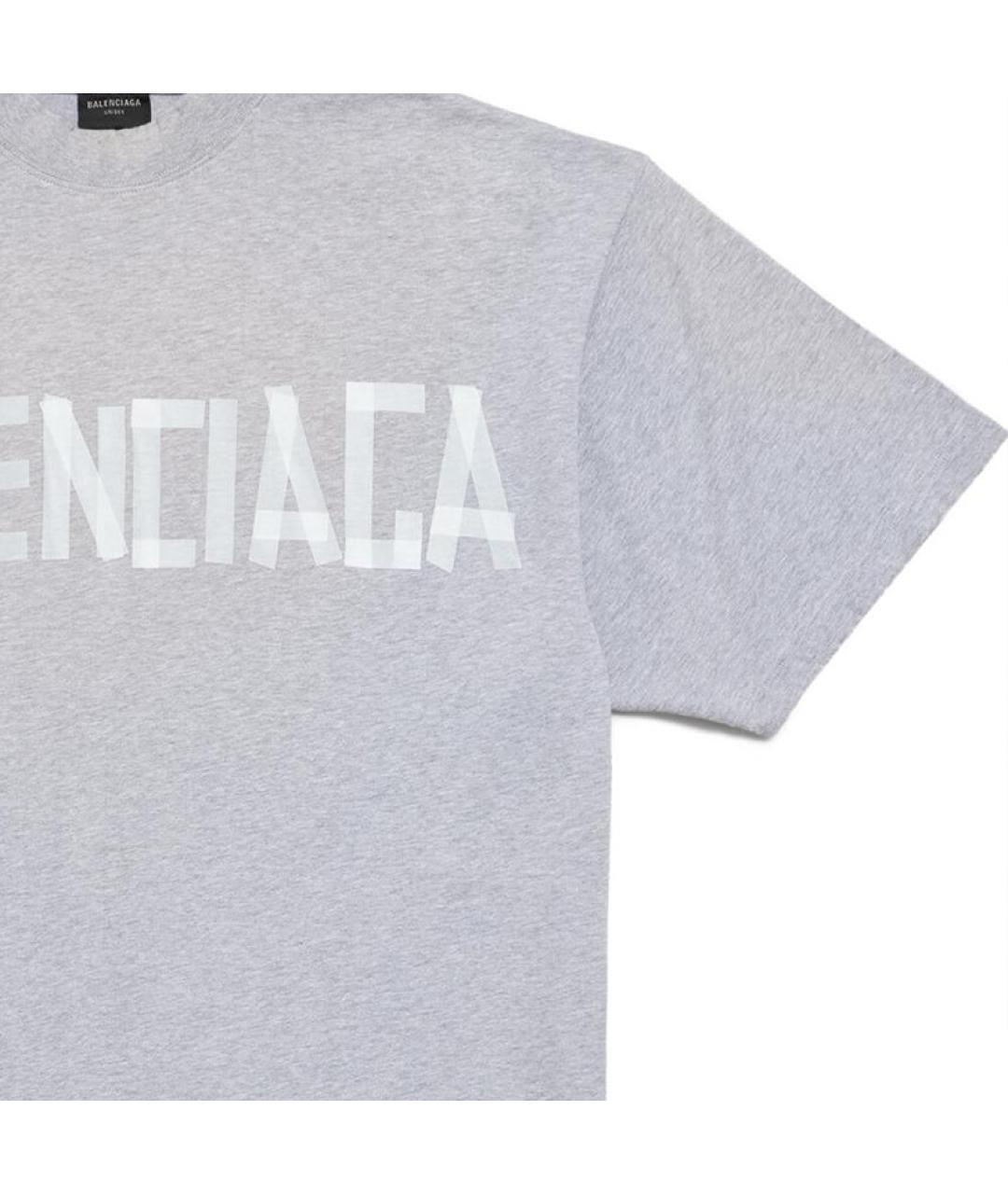 BALENCIAGA Серая хлопковая футболка, фото 5