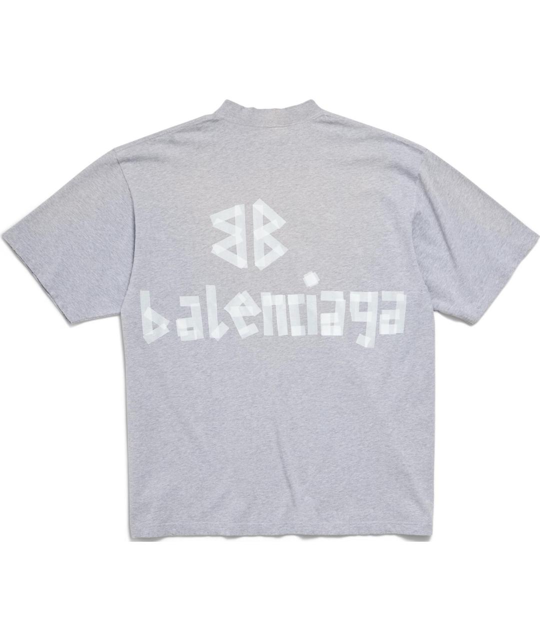 BALENCIAGA Серая хлопковая футболка, фото 2