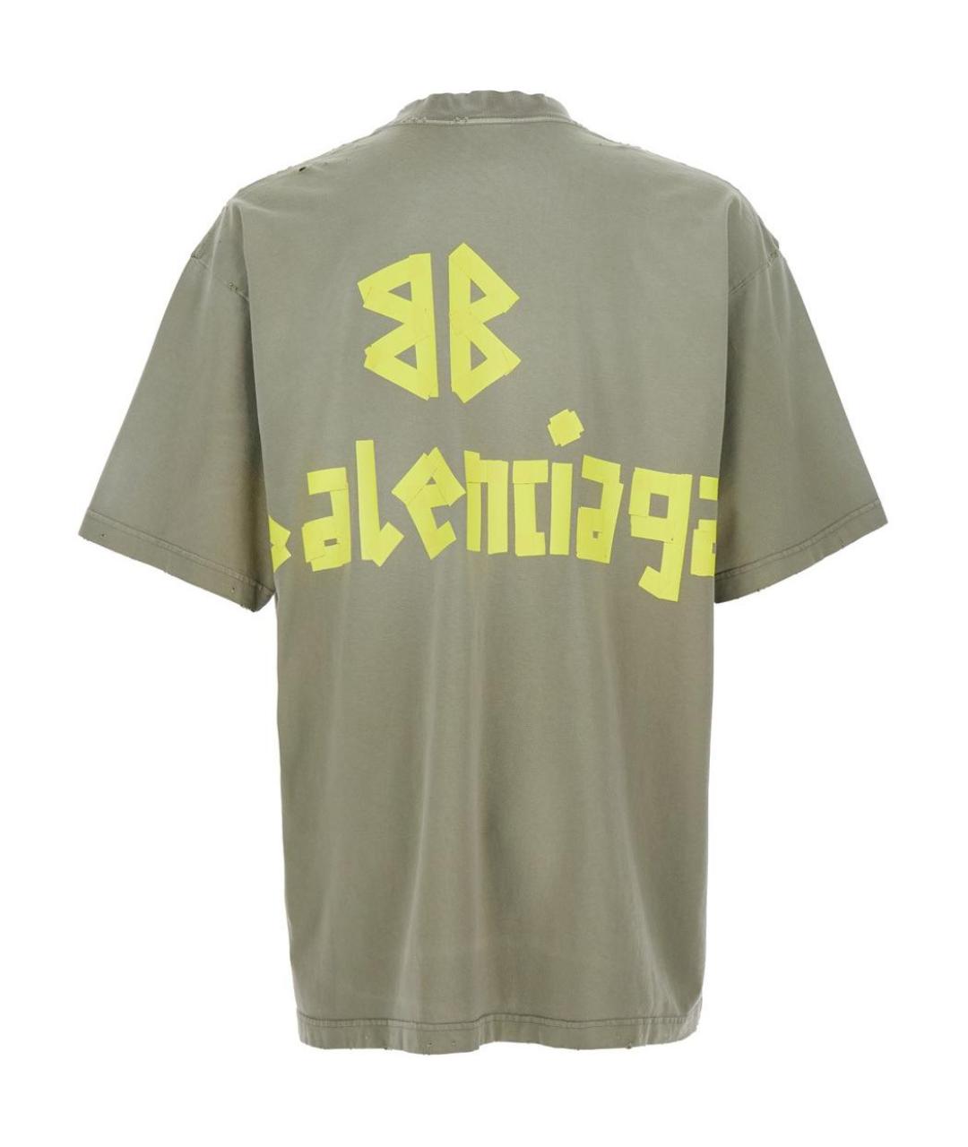 BALENCIAGA Зеленая хлопковая футболка, фото 2